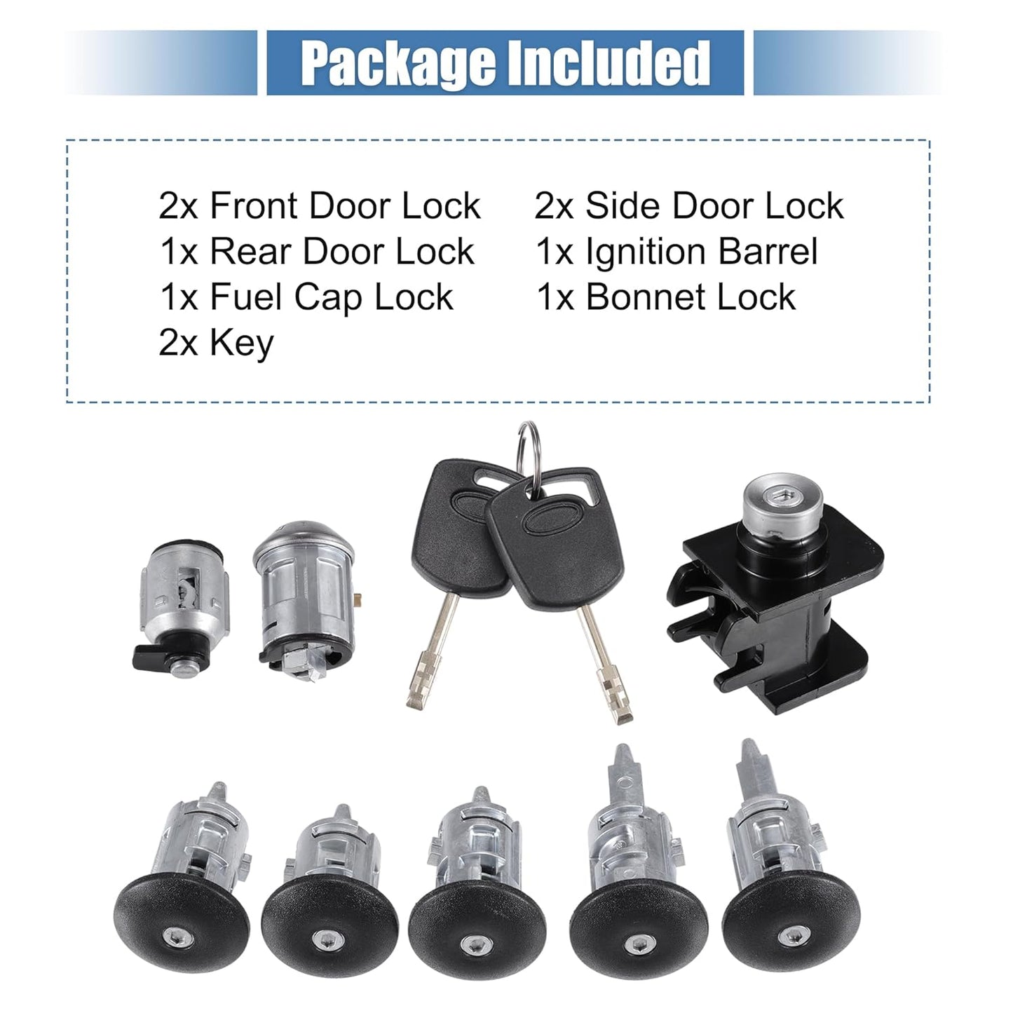 X AUTOHAUX Car Door Lock Cylinder Key Kit No.4425134 Ignition Switch Lock Cylinder Assembly Starter Cylinder Replacement for Ford Transit Connect 2002-2012