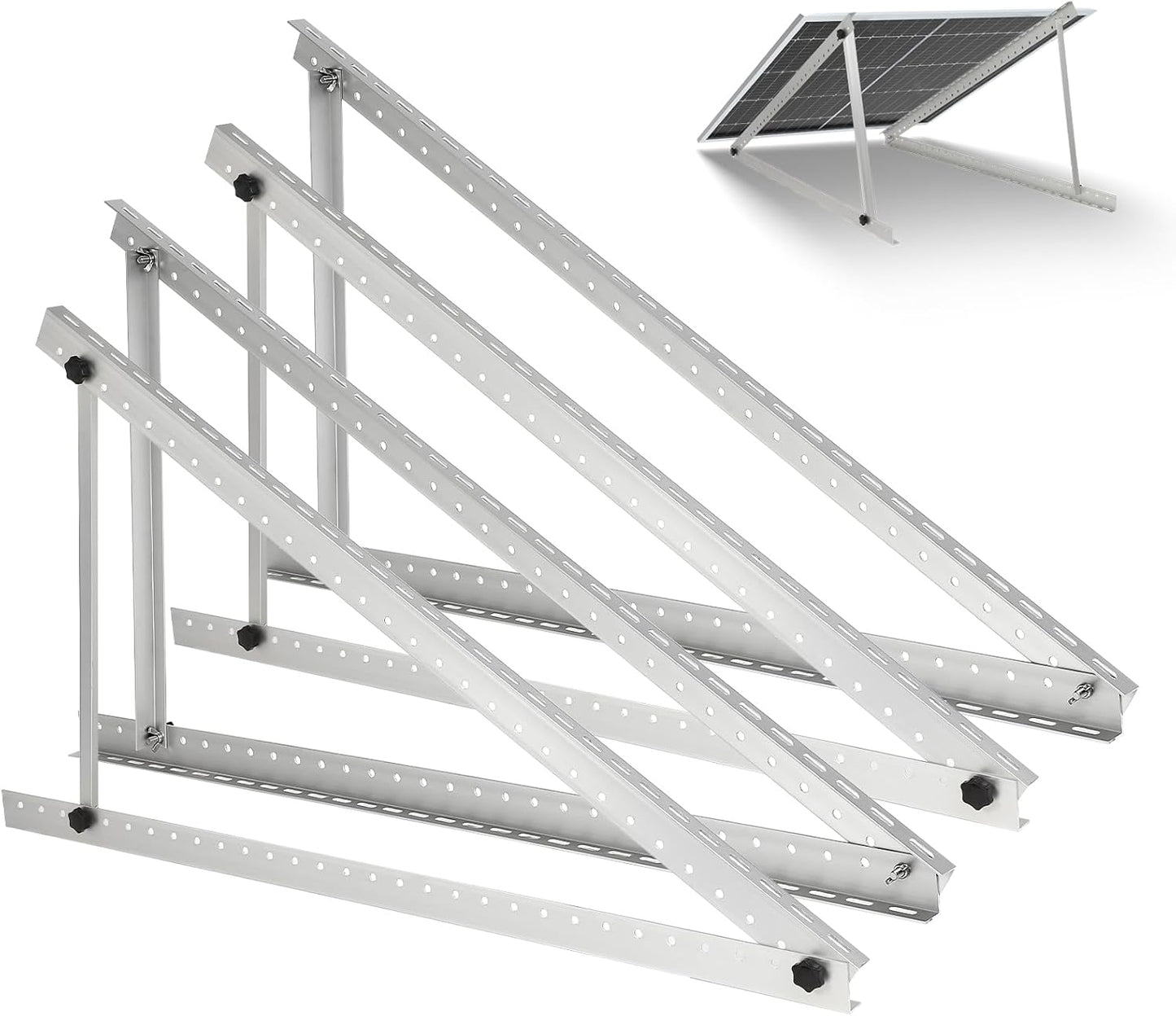 2 Sets Solar Panel Tilt Mount Brackets, 14-27IN Adjustable Solar Panel Rack, Support up to 100-450 Watt Mounting Bracket Set, Portable Stand for Roof RV Boat