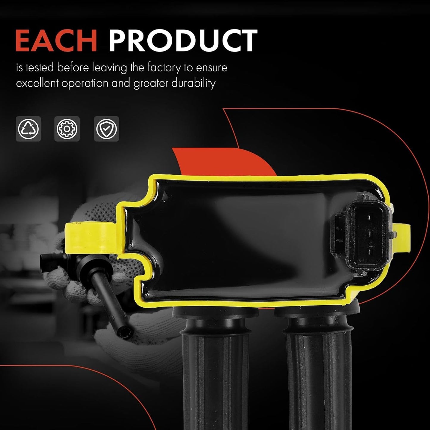 A-Premium (Yellow) Engine Ignition Coil Pack Compatible with Ram 1500 2500 3500 & Jeep Grand Cherokee, Wrangler, Commander & Dodge Ram 1500, Charger, Durango, Challenger, Magnum & Chrysler 300, Aspen