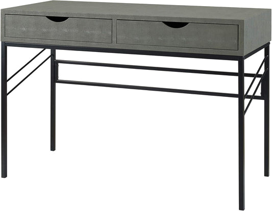 Walker Edison 2 Drawer Modern Wood and Metal Computer Writing Desk Home Office Workstation Small, 44 Inch, Grey