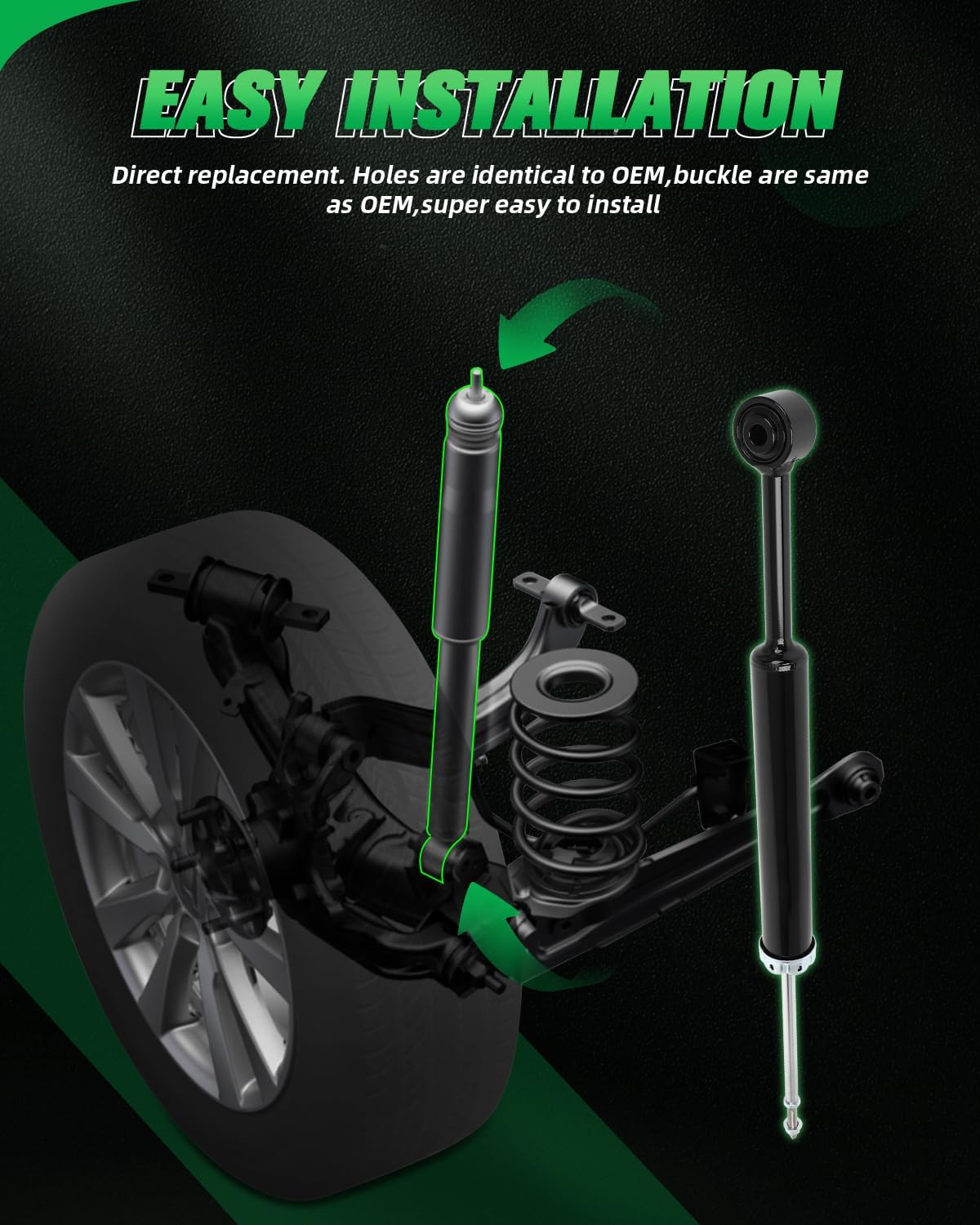 SCITOO - Rear Shock Absorbers for Jeep Fits 2014 2015 2016 2017 2018 for Jeep Cherokee Shocks 37358 Shocks Struts - 2Pc Set