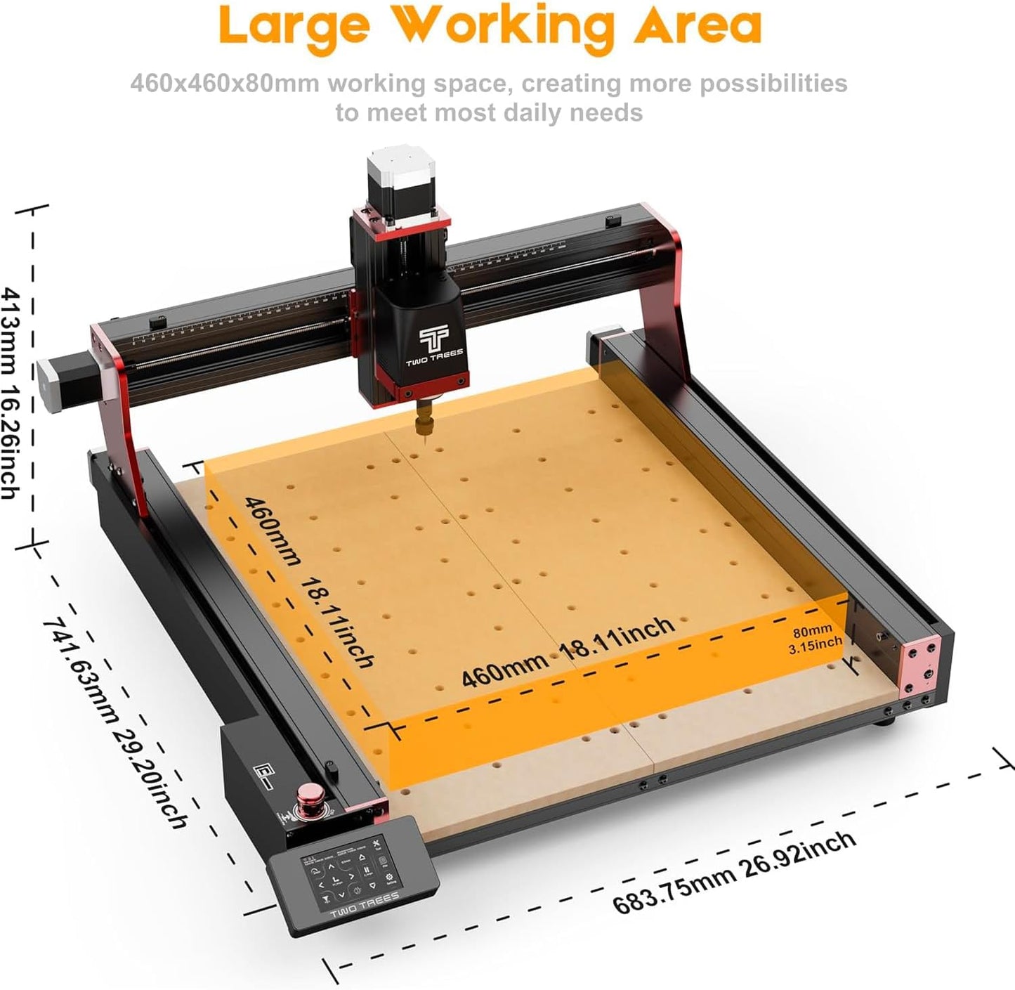 CNC Router Machine TTC450 Pro for Woodworking, 3-Axis Engraving All-Metal Milling Machine for Wood Acrylic MDF Nylon Carving Cutting, Working Area 18.1x 18.1 x 3.1 inches (TTC450 Pro)