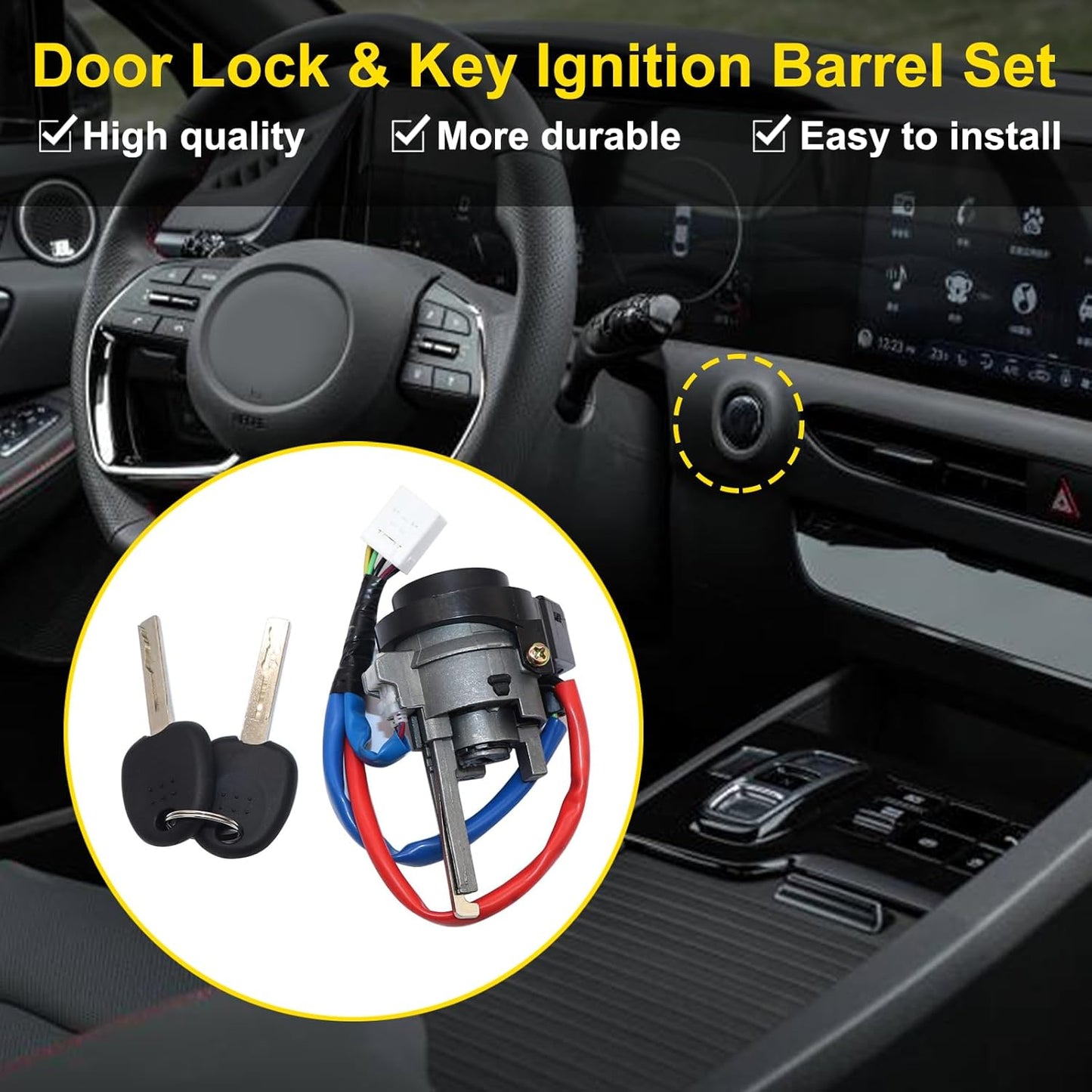 SecosAutoparts 819003SA00 Ignition Lock Cylinder Compatible With Hyundai Sonata 2010 2011 2012 2013 2014