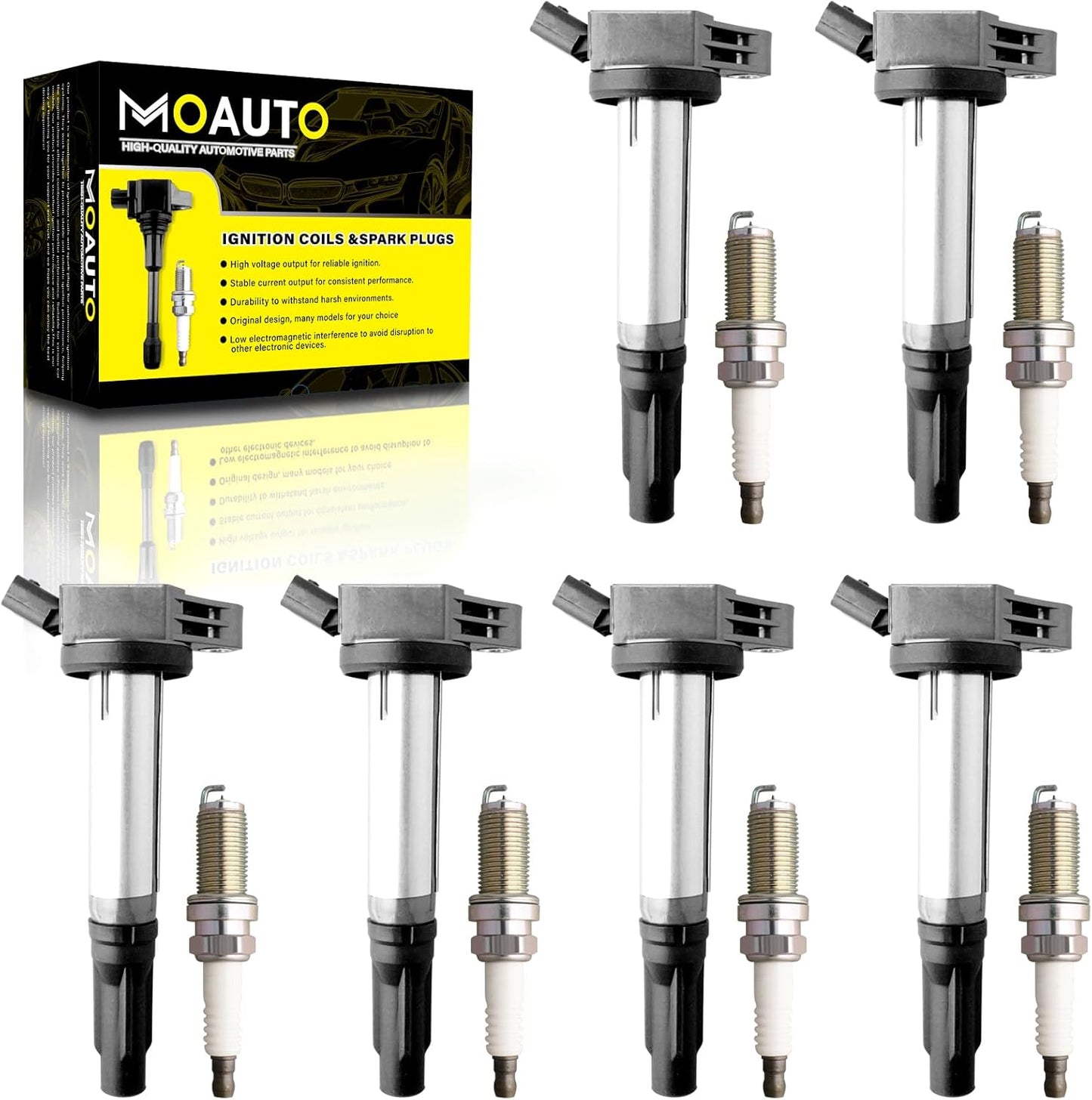 Set of 3 Ignition Coils Pack UF681 1321580003 & 3 PCS Iridium Spark Plugs Compatible with 2005-2015 Smart Fortwo 1.0L 0.8L Electric