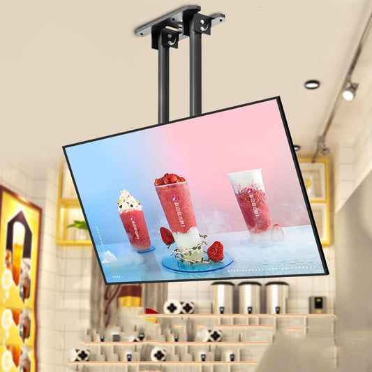 Adjustable Ceiling TV Mount Bracket, Fits 55-100 Inch LED Flat,3°/-20°Angle Adjustment, Max VESA 900x400mm, Double Pole Hanging TV Bracket