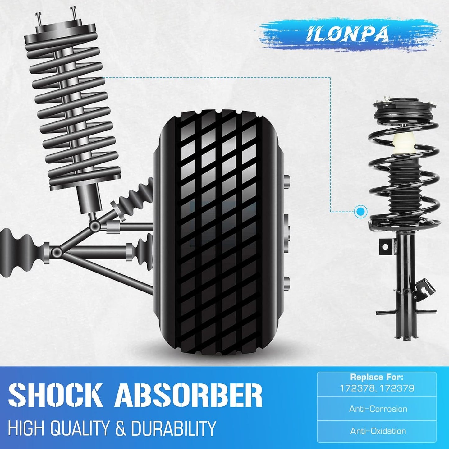 172378 172379 Front Struts Shocks Assembly w/Coil Spring Absorbers for 2007-2012 Nissan Sentra 2.0L L4 (Base, S, SL, SR), Strut Shock Assemblies 2008 2009 2010 2011 - [Exc. SE-R/SE-Rspecv Models]