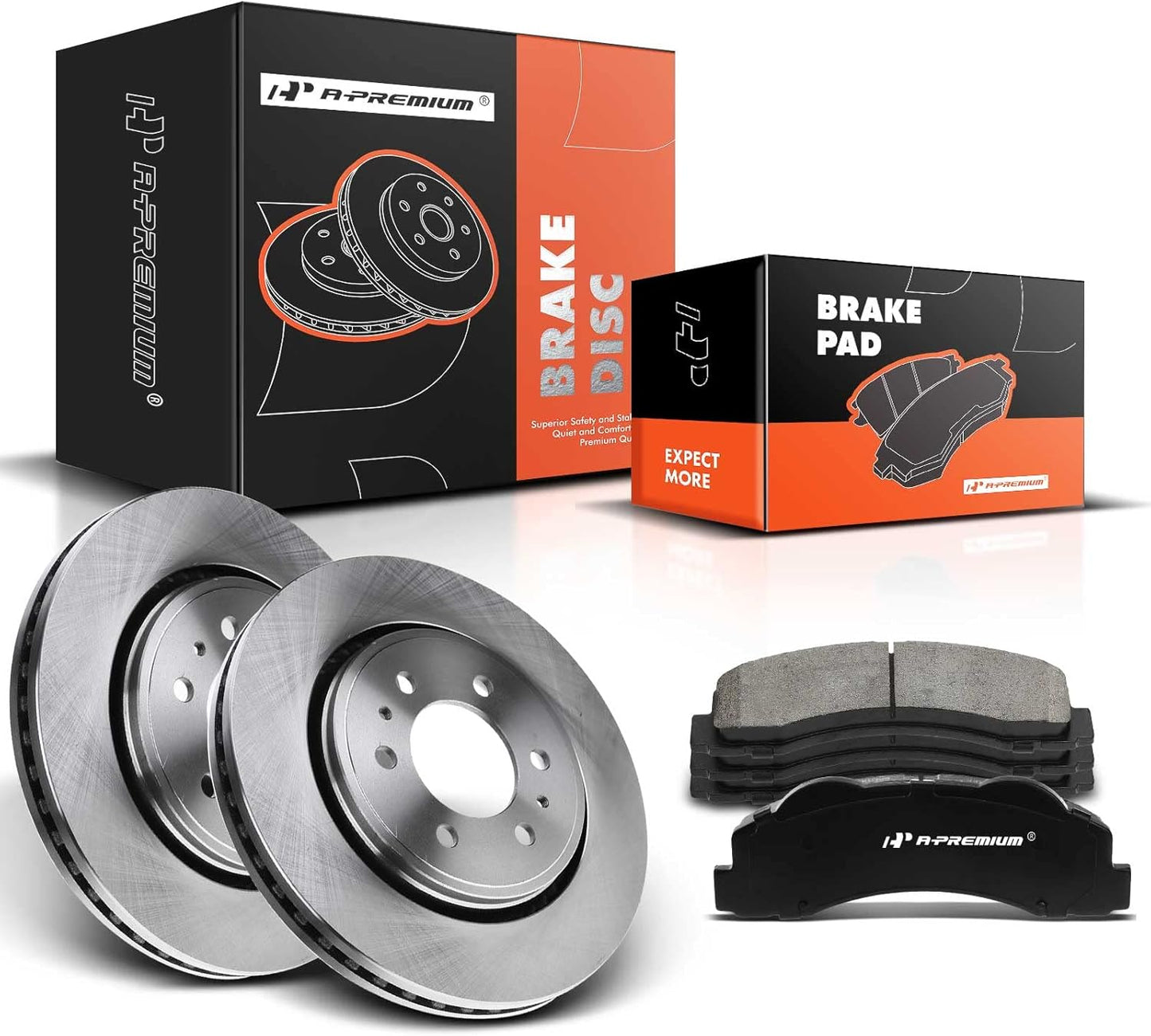 A-Premium 12.13 inch (308mm) Front Drilled and Slotted Disc Brake Rotors + Ceramic Pads Kit Compatible with Select Ford Models - For F-150 1997 1998 1999 2000 2001 2002 2003, 4WD 5-Lug, 6-PC Set