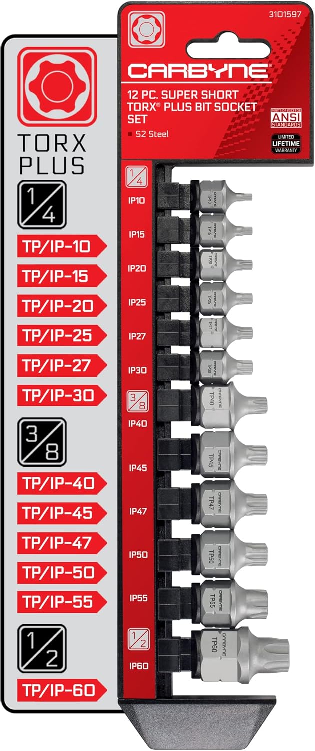 CARBYNE 9-Piece Metric Super Short Low Profile Hex (Allen) Bit Socket Set | 3mm to 14mm, Dual-Drive: Internal Square Drive & External Hex Drive • From a Family-Run Tool Company in the U.S.