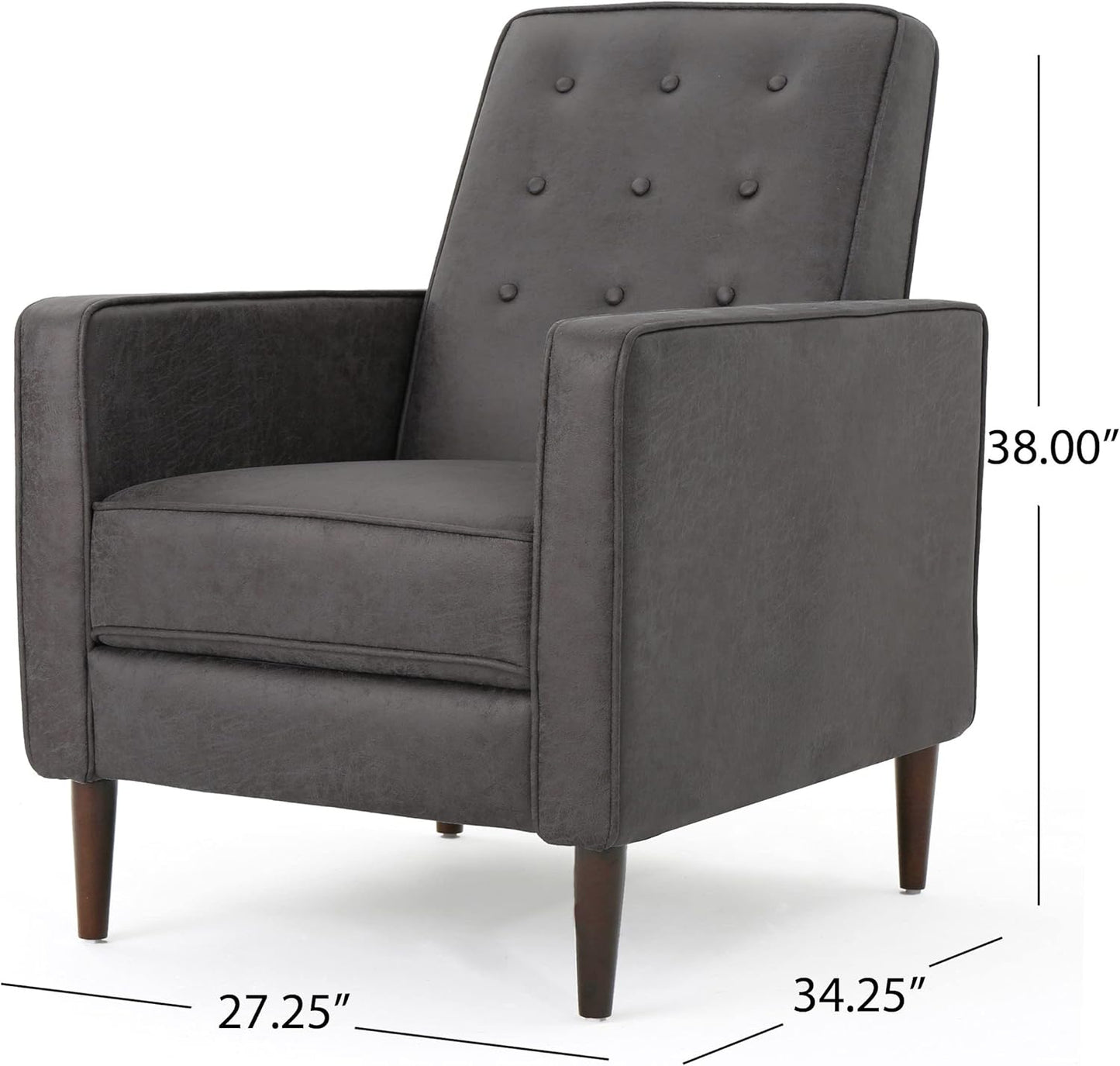 Christopher Knight Home Mervynn Mid-Century Modern Microfiber Recliner, Slate / Dark Espresso