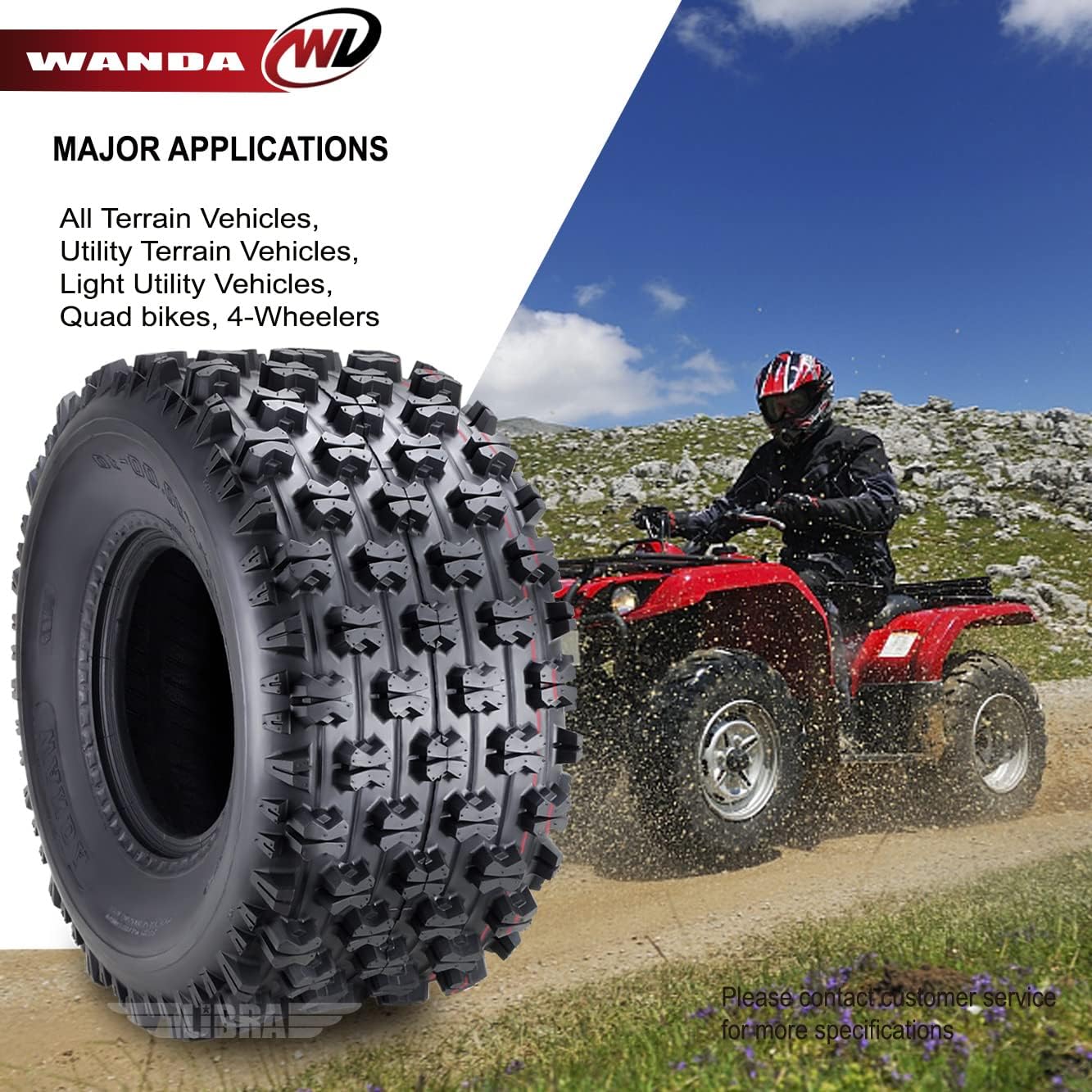 WANDA Set of 4 Sport ATV Tires 21x8-9 Front & 22x10-10 Rear /4PR GNCC Race Tires