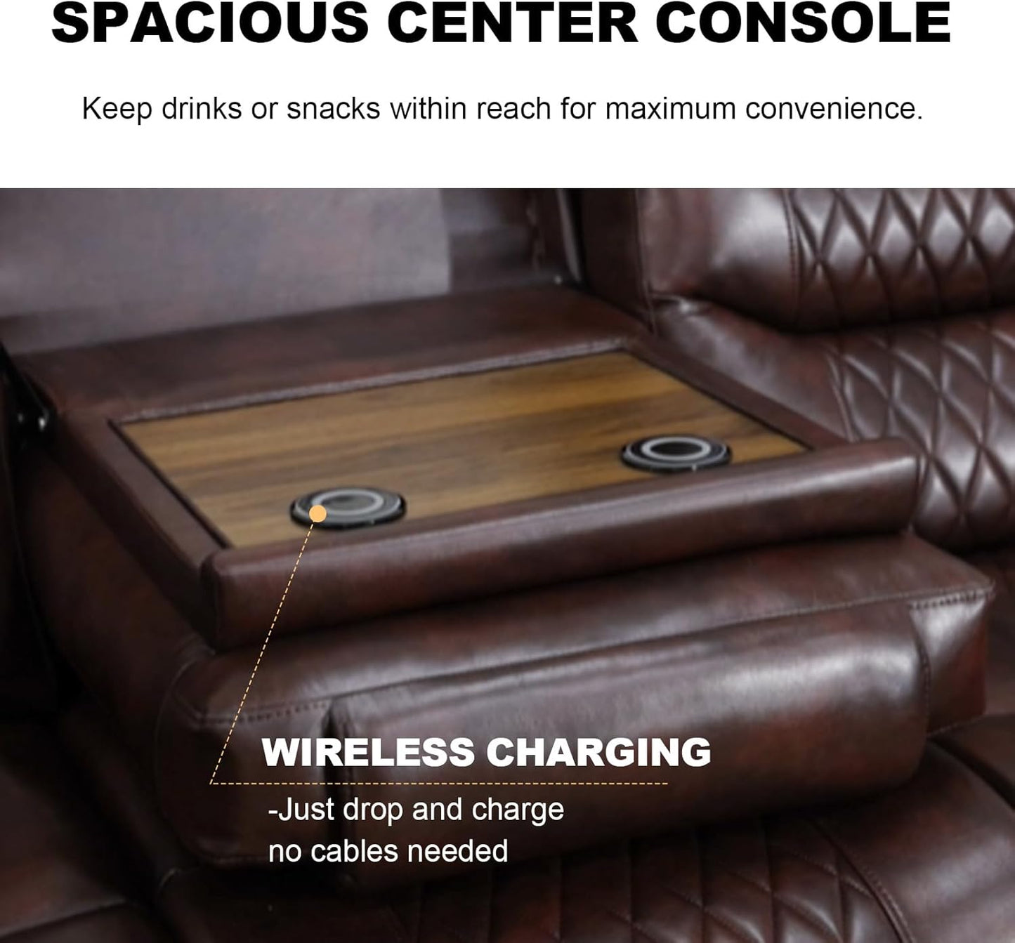 COMHOMA Power Living Room Furniture Sets,Electric Recliner Chair with LED Light,Sectional Sofa Loveseat with Wireless Charging,Spacious Storage, Cup Holeders,1