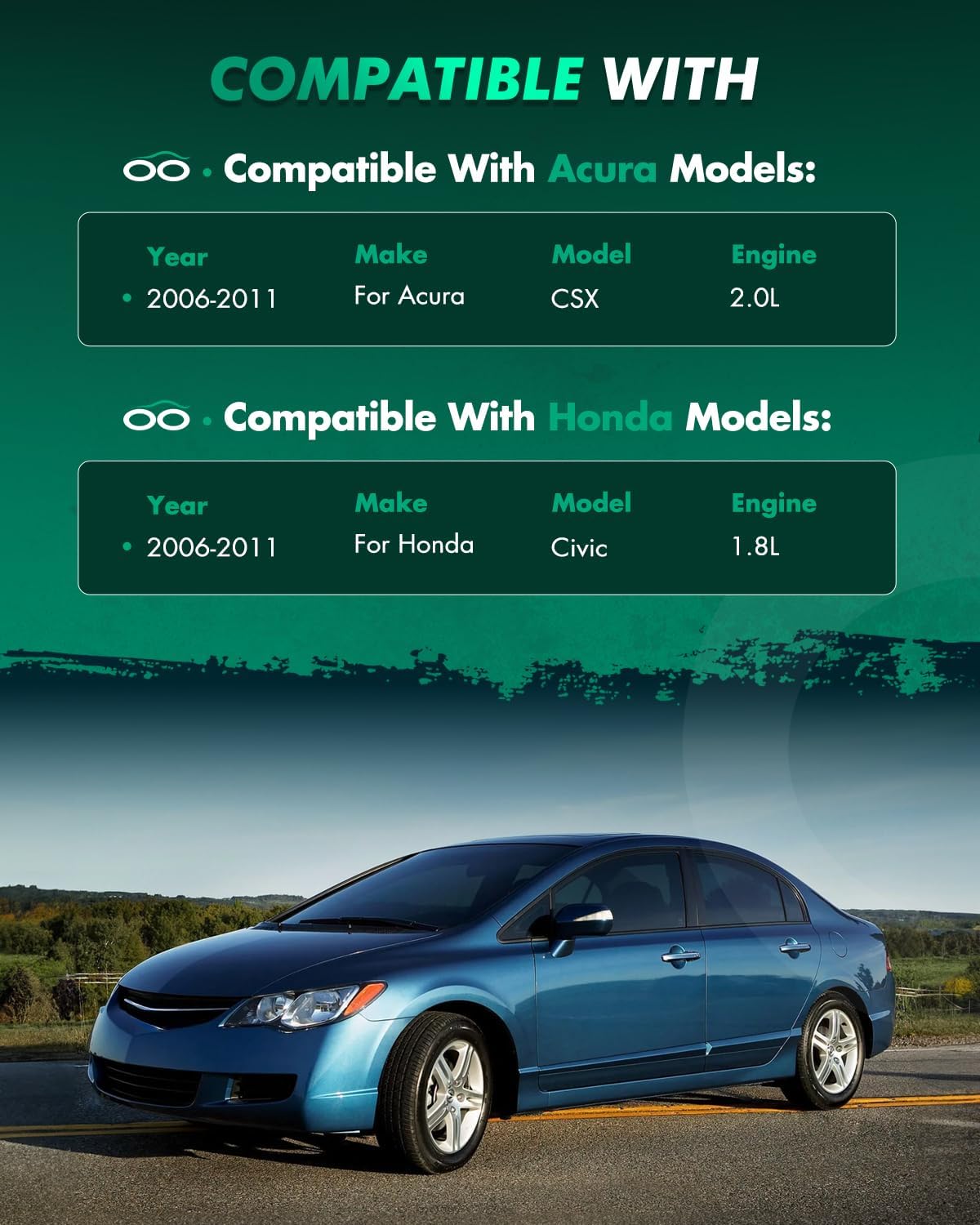 SCITOO Front Complete Strut Assembly and Coil Spring for Acura CSX 2006-2011,for Honda Civic 2006-2011 Struts Shocks Replace 172287 172286 - Set of 2