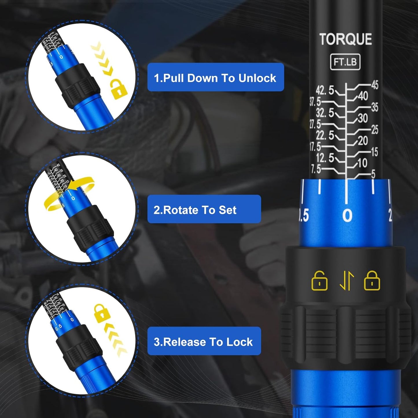 3/8 Inch Drive Magnetic Spark Plug Socket Set with Click Torque Wrench 5-45FT.LB/6.8-61Nm, 14PCS Swivel Spark Plug Socket, Universal Joint, Extension Bar, CR-V Steel for Easy Spark Plug Removal