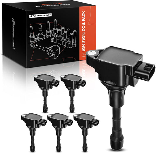 A-Premium 6PCS Ignition Coil Packs Compatible with Nissan & Infiniti Vehicles - 3.7L 5.0L 5.6L - 370Z 2009-2020, FX50 2009-2013, Q50 2014-2015, Q70 2014-2019, QX50 2014-2017