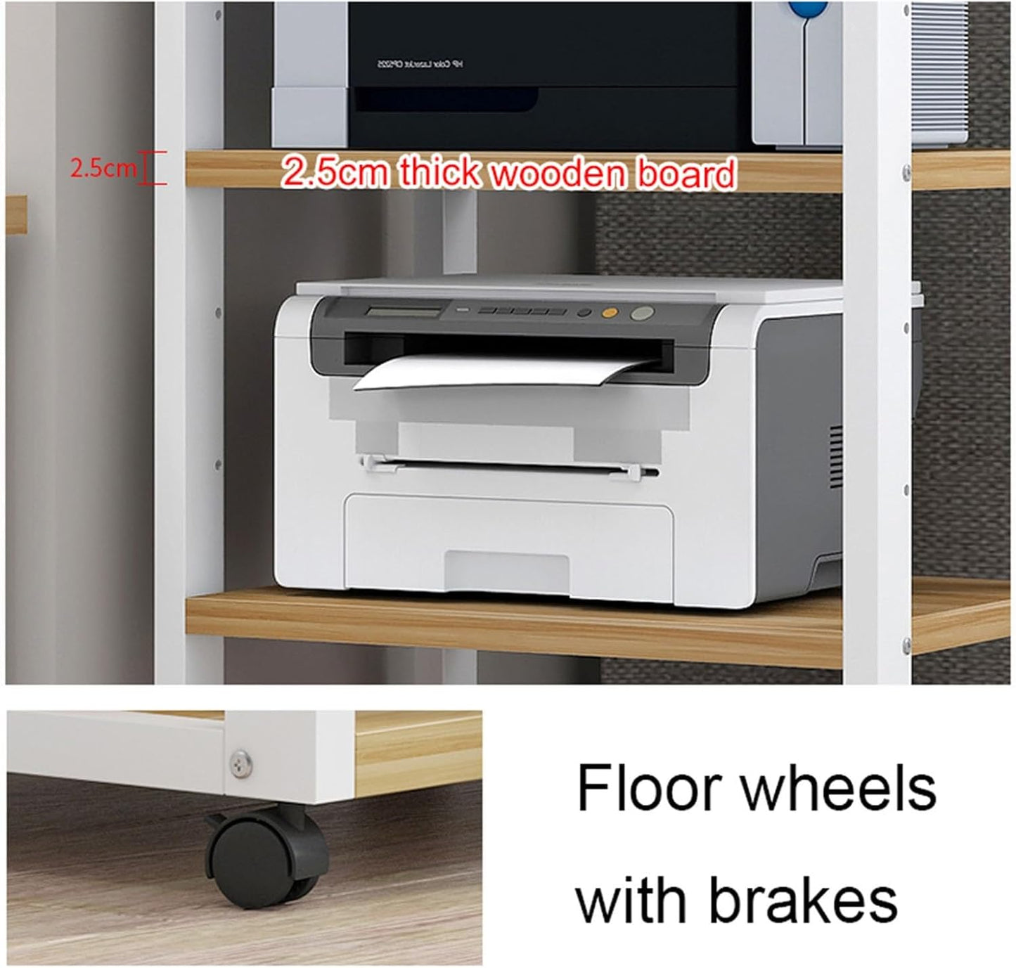5-Tier Movable Audio/Video Media Stand Center CD Player Stand Stereo Component Storage Cabinet Audio Tower with Height Adjustable Wooden Shelf for Home/Office/Theater,A