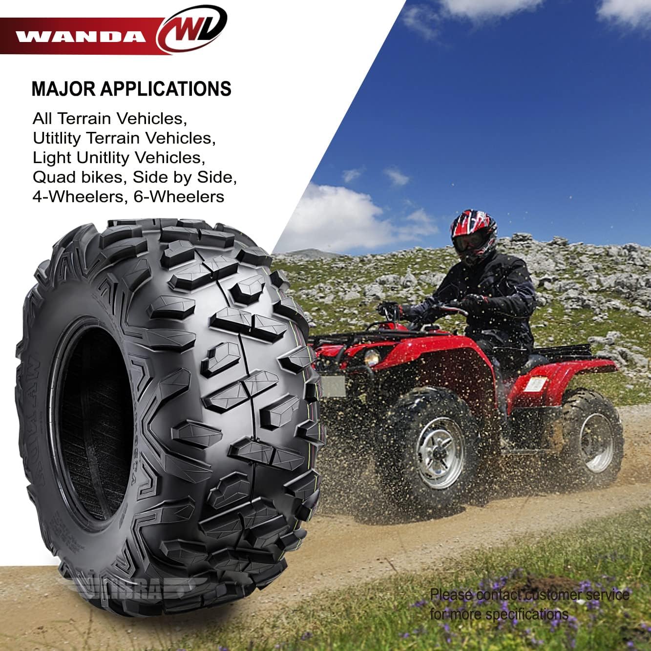 WANDA 26x9-12 & 26x11-12 Full Set ATV Tires for 15-17 Kawasaki Mule Pro FX/FXT/DX/DXT