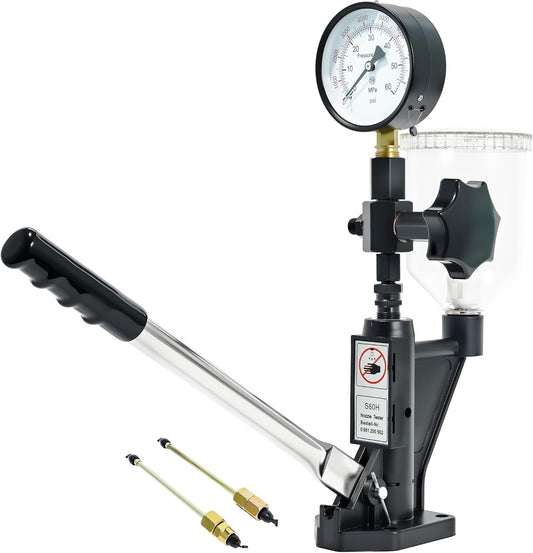 600Bar Diesel Fuel Injector Tester Kit, 8700PSI Diesel Injector Nozzle Leak Down Tester, Dual-Scale Fuel Pressure Gauge Kit for Injector Nozzle Pressure Test, M12/M14 Connectors