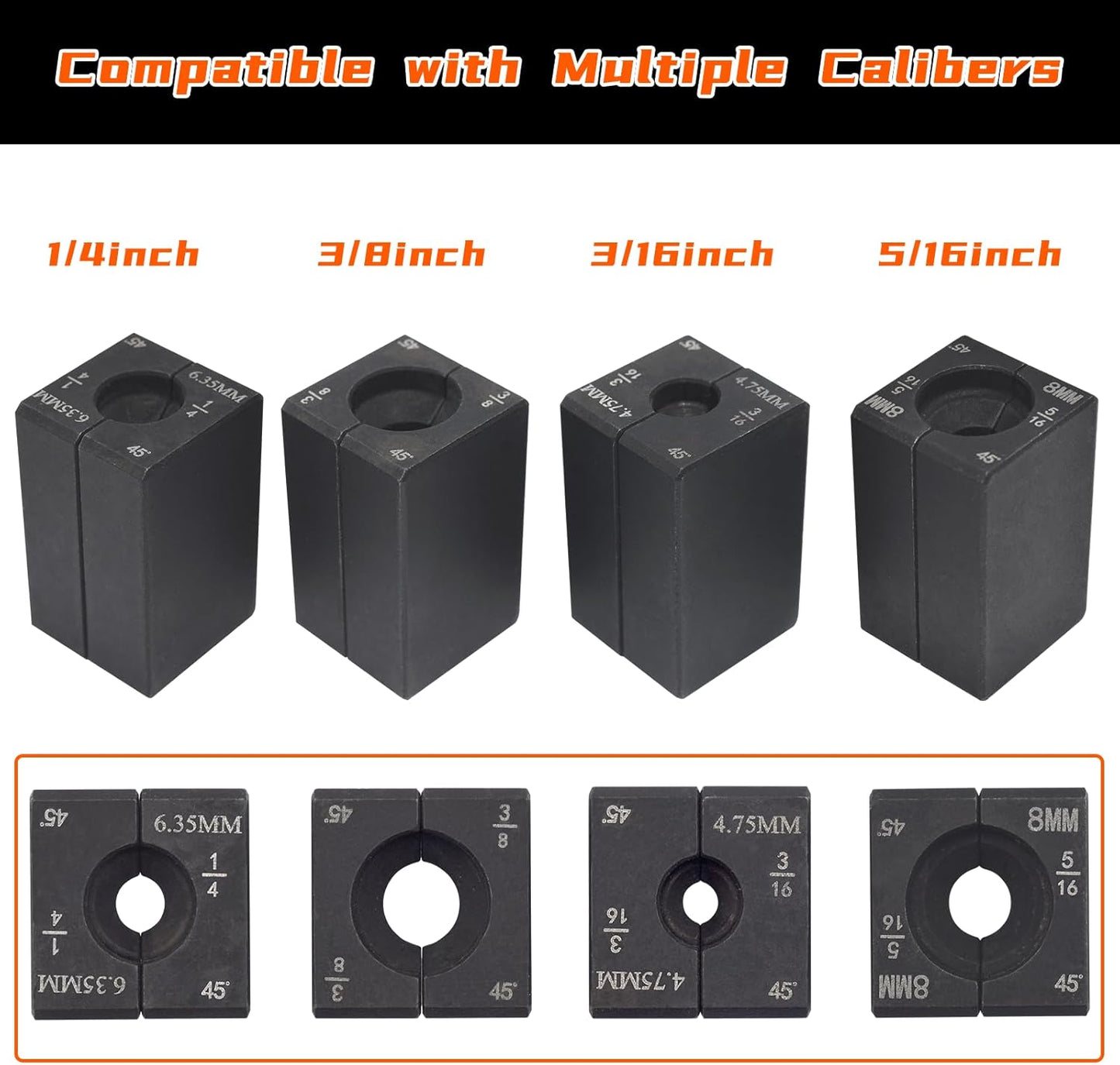 Brake Line Flaring Tool Kit, 45 Degree Single, Double and Bubble Flares, Brake Line and Tubing Flaring Tool for 3/16", 1/4", 5/16", 3/8" and 4.75mm Diameter Lines, Brake Flaring Tools