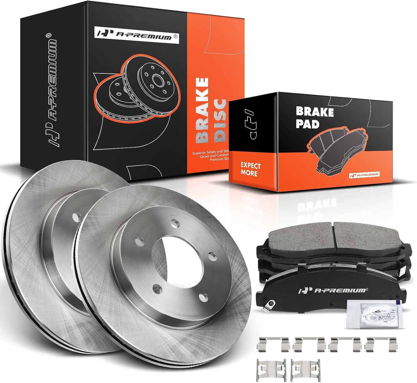 A-Premium 12.13 inch (308mm) Front Drilled and Slotted Disc Brake Rotors + Ceramic Pads Kit Compatible with Select Ford Models - For F-150 1997 1998 1999 2000 2001 2002 2003, 4WD 5-Lug, 6-PC Set