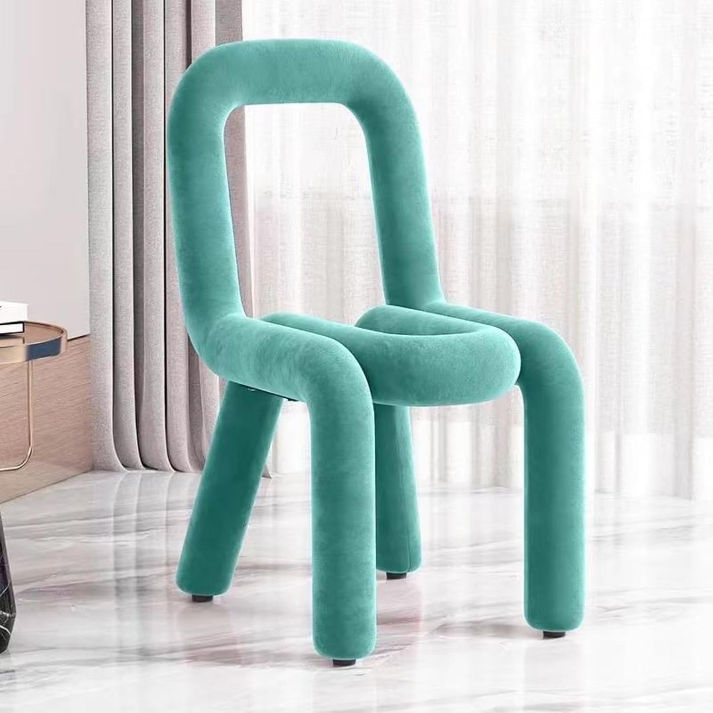 Vanity Chair with Back, Modern Ottoman - Soft Padded Seat, Makeup Stool Velvet Footrest Accent Chair for Home, Garden, Bedroom - Armless Luxury Chair for Living Room, Entryway