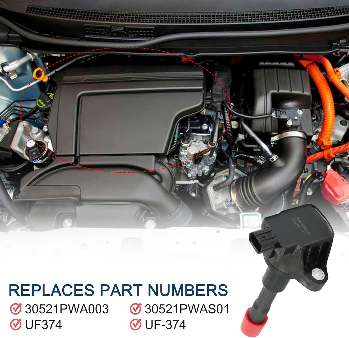 Set of 4 Ignition Coil Pack Compatible with 2003-2010 Honda Civic Hybrid L4 1.3L Replace# UF374, 30521PWA003, 30521PWAS01