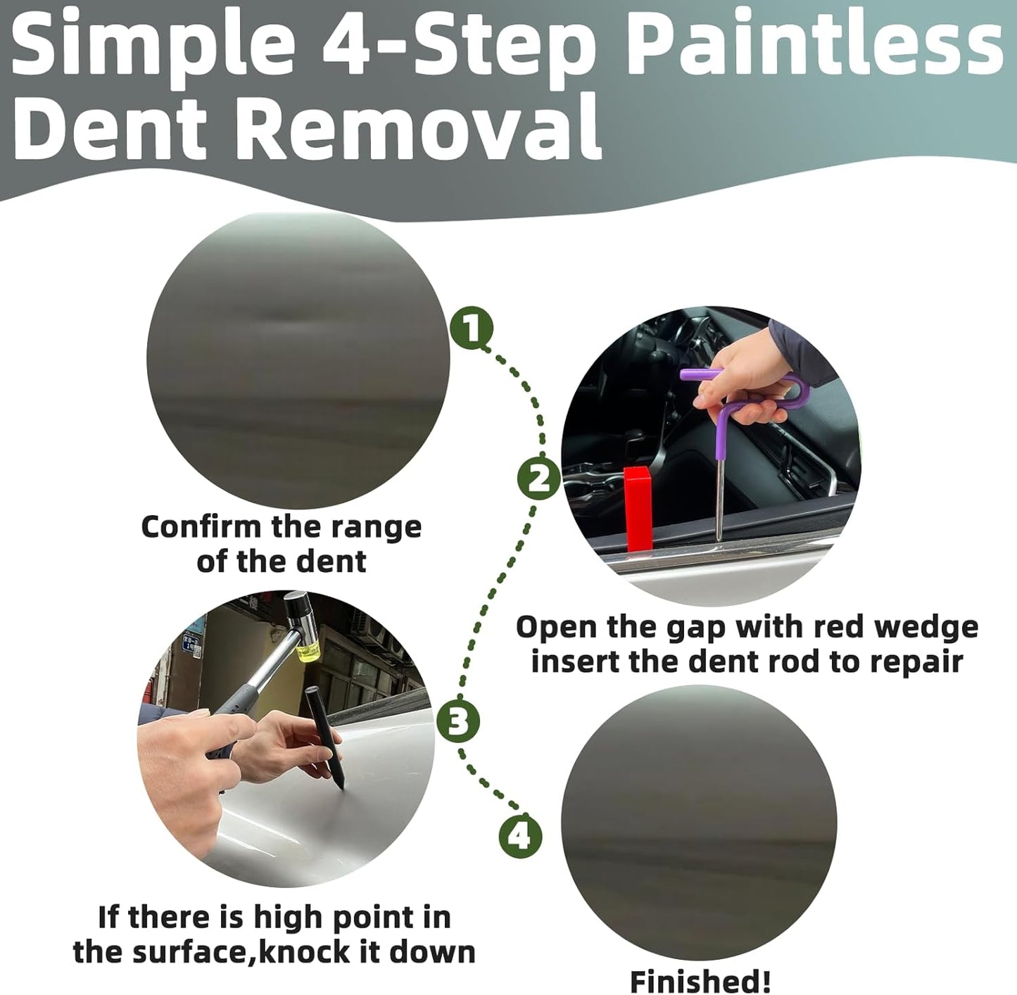 29 Pcs Paintless Dent Repair Rods, Dent Rods Removal Kit, Stainless Steel Dent Rods, Professional Hail Dent Removal Tool for Minor Dents, Door Dings and Hail Damag