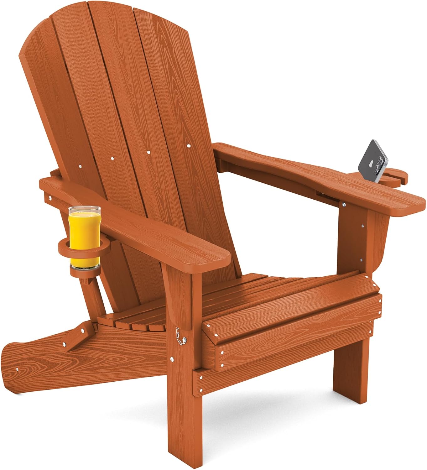 SERWALL Adirondack Chair with Cup Holders - Composite Adirondack Chairs Set of 8 HDPE Outdoor Chairs All Weather Use- Brown