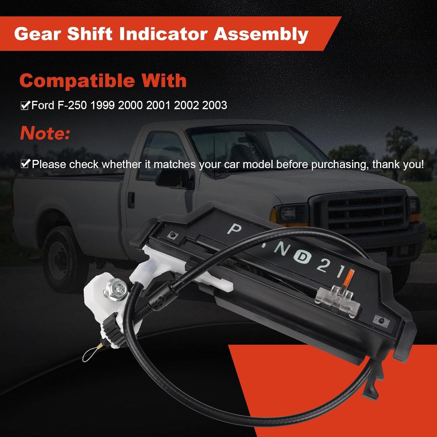 XL3Z-7A110-AA Gear Shift Indicator Cable Compatible with Ford F-250 1999 2000 2001 2002 2003 Shift Indicator Assembly