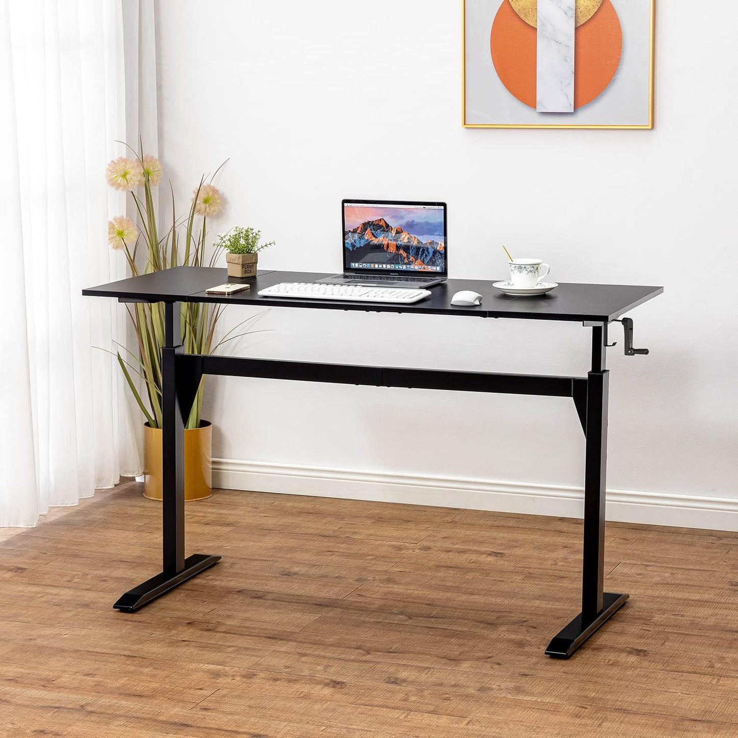 UNICOO - Crank Adjustable Height Standing Desk, Game Table, Home Office Desk, Computer Table 55 * 23.6 in Tabletop (XJH-C-55 Black)