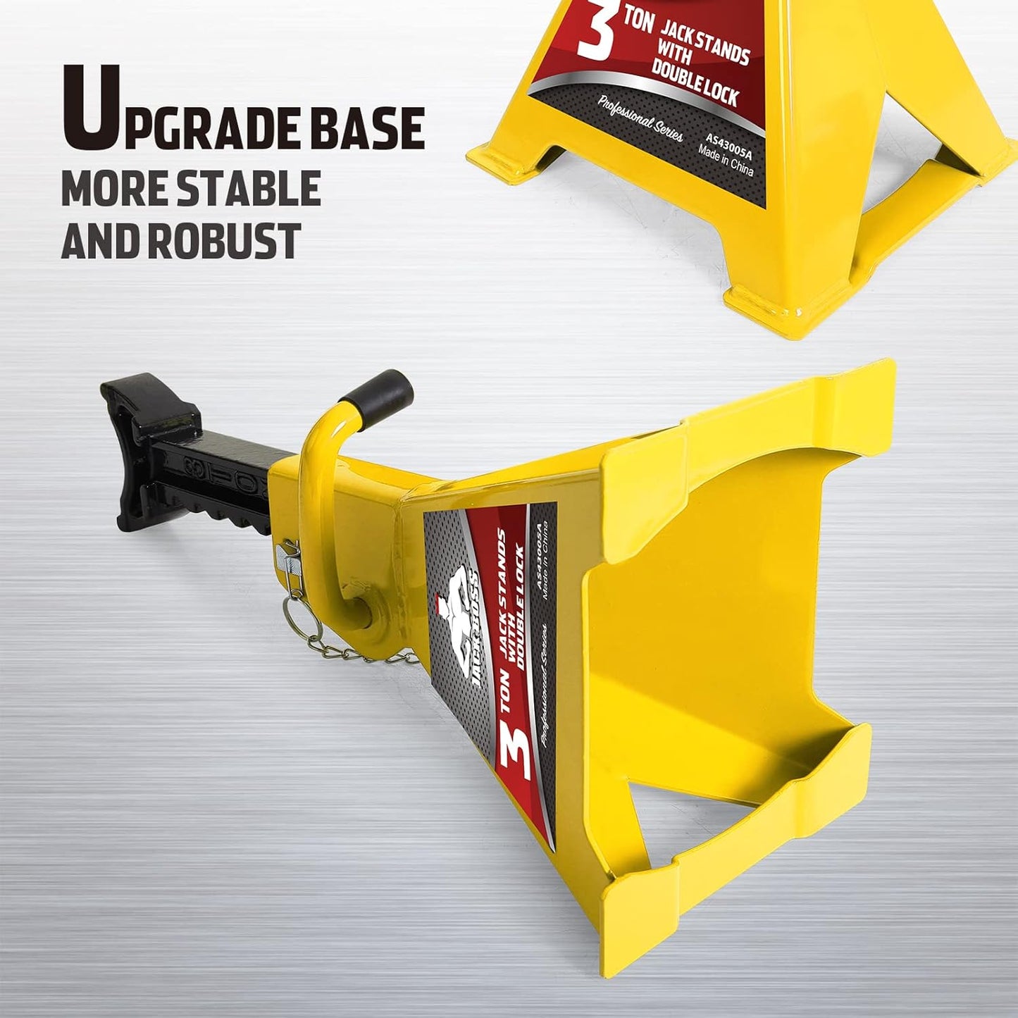 Car Jack Stands 3 Ton (6,000 LBs) Capacity, Extra Reinforced Car Lifting Stand Adjustable Jack Stand with Double Locking, Fits Automotive Small Pick-Up Yellow, 2 Packs