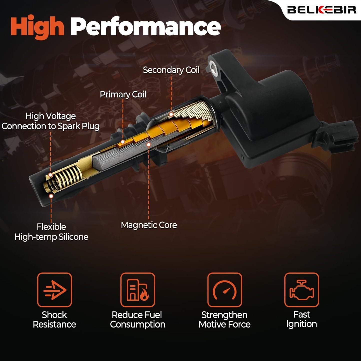 Set of 8 Ignition Coil Packs & Spark Plugs Compatible with 5.4L V8 2004-2008 Ford Expedition F150 F250 F350 Super Duty, Lincoln Mark LT Navigator Replace DG511 FD508 C1541 SP546 (Straight Black Boot)