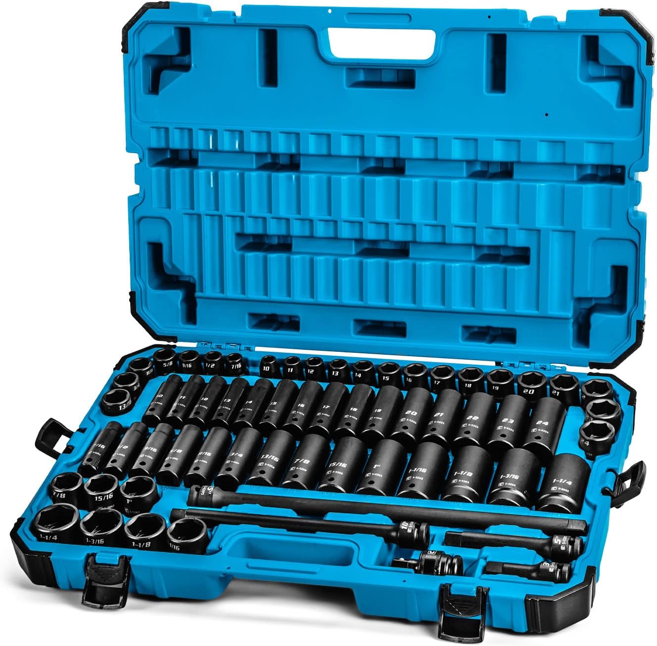 Capri Tools 1/2 in. Drive Shallow and Deep Impact Socket Set, Metric, 10 to 27 mm, 36-Piece with Billet Aluminum Socket Rail (CP55000-36MSDR)