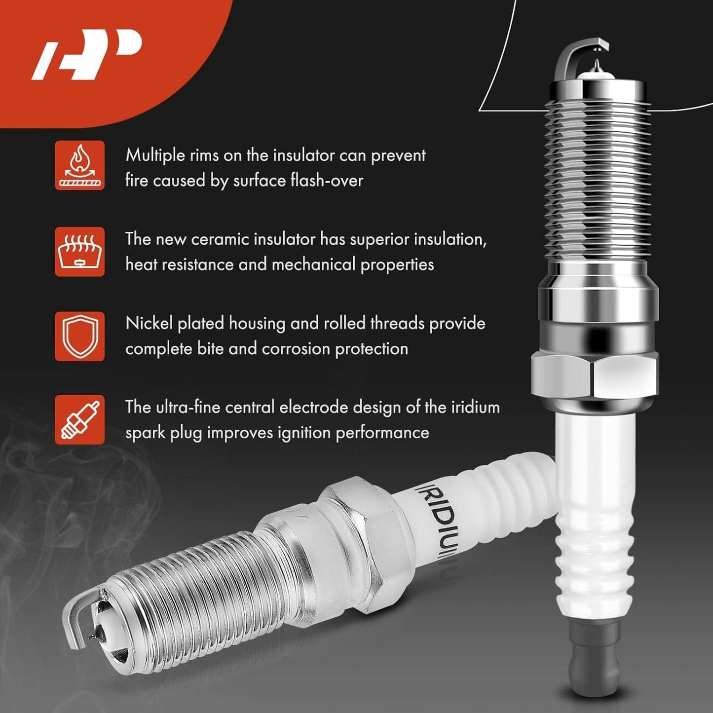 A-Premium +1x Ignition Coil Pack and 4x Iridium Spark Plugs Compatible with Ford Fiesta 2011-2019, 1.6L, Naturally Aspirated