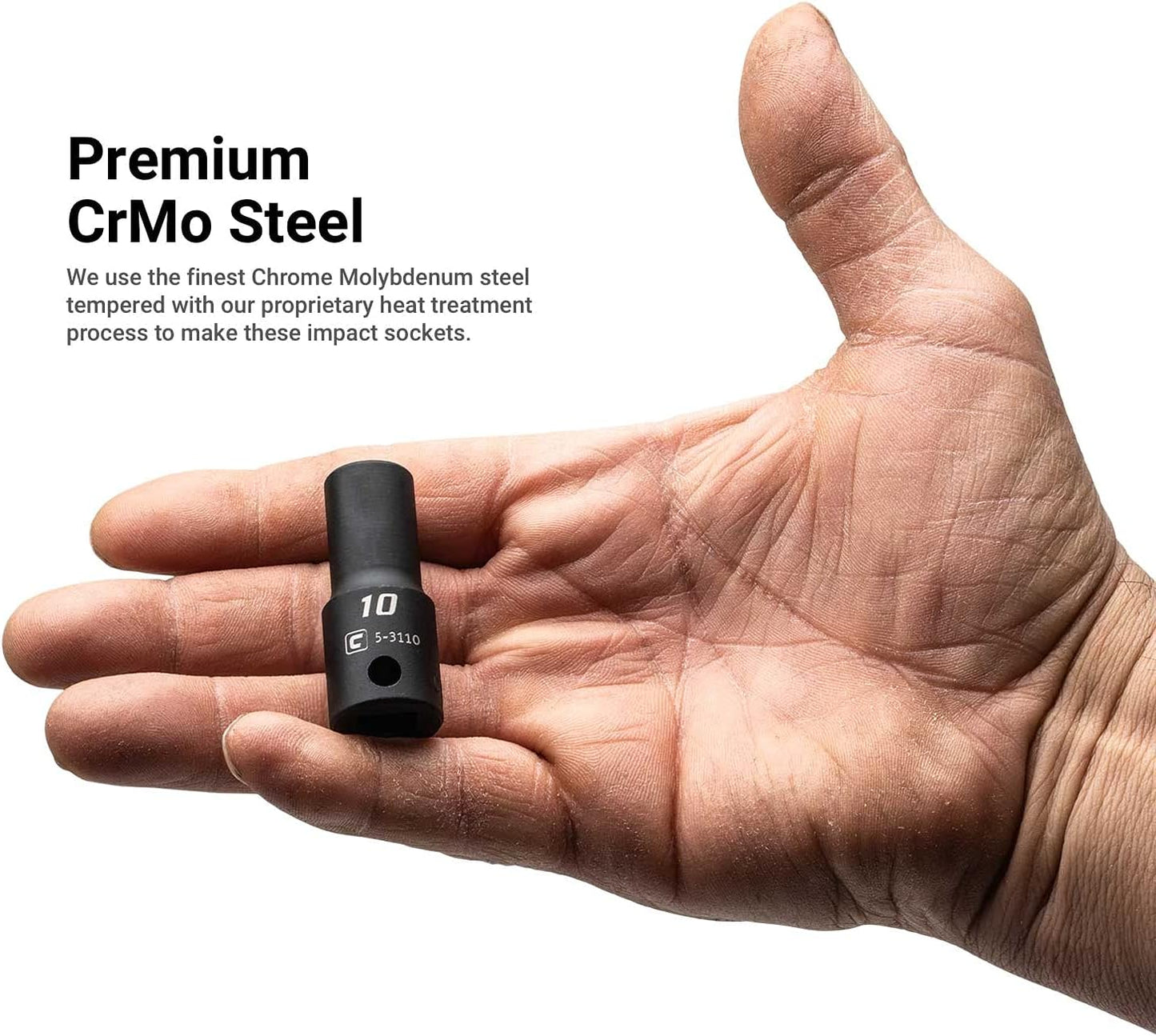 Capri Tools 3/8 in. Drive Shallow, Semi-Deep and Deep Impact Socket Set, Metric, 8 to 22 mm, 45-Piece with Billet Aluminum Socket Rail