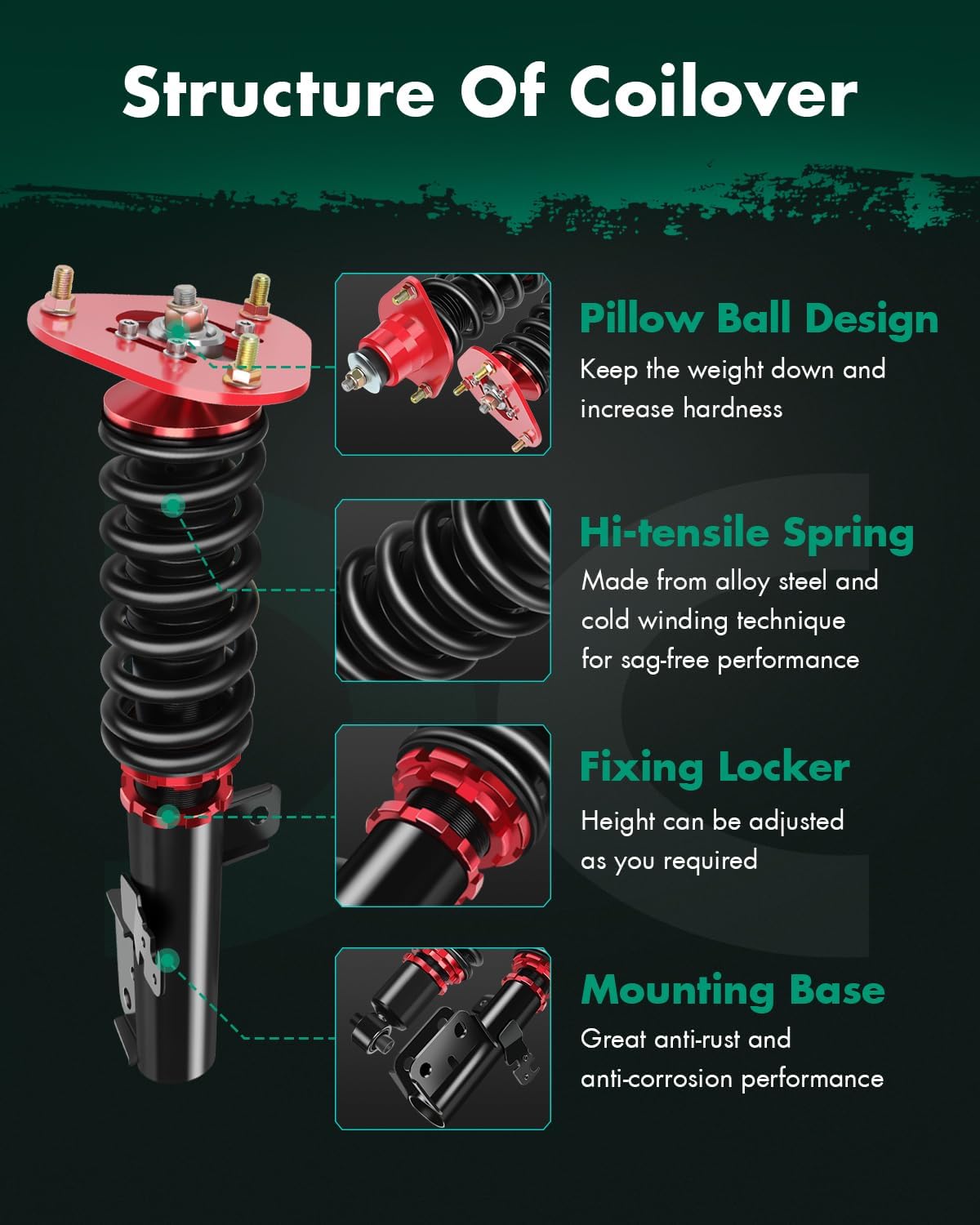 Coilover Suspensions Shock Struts Kits Assembly SCITOO Full Set Shocks Struts Kits fit for 2005 2006 2007 2008 for Scion tC