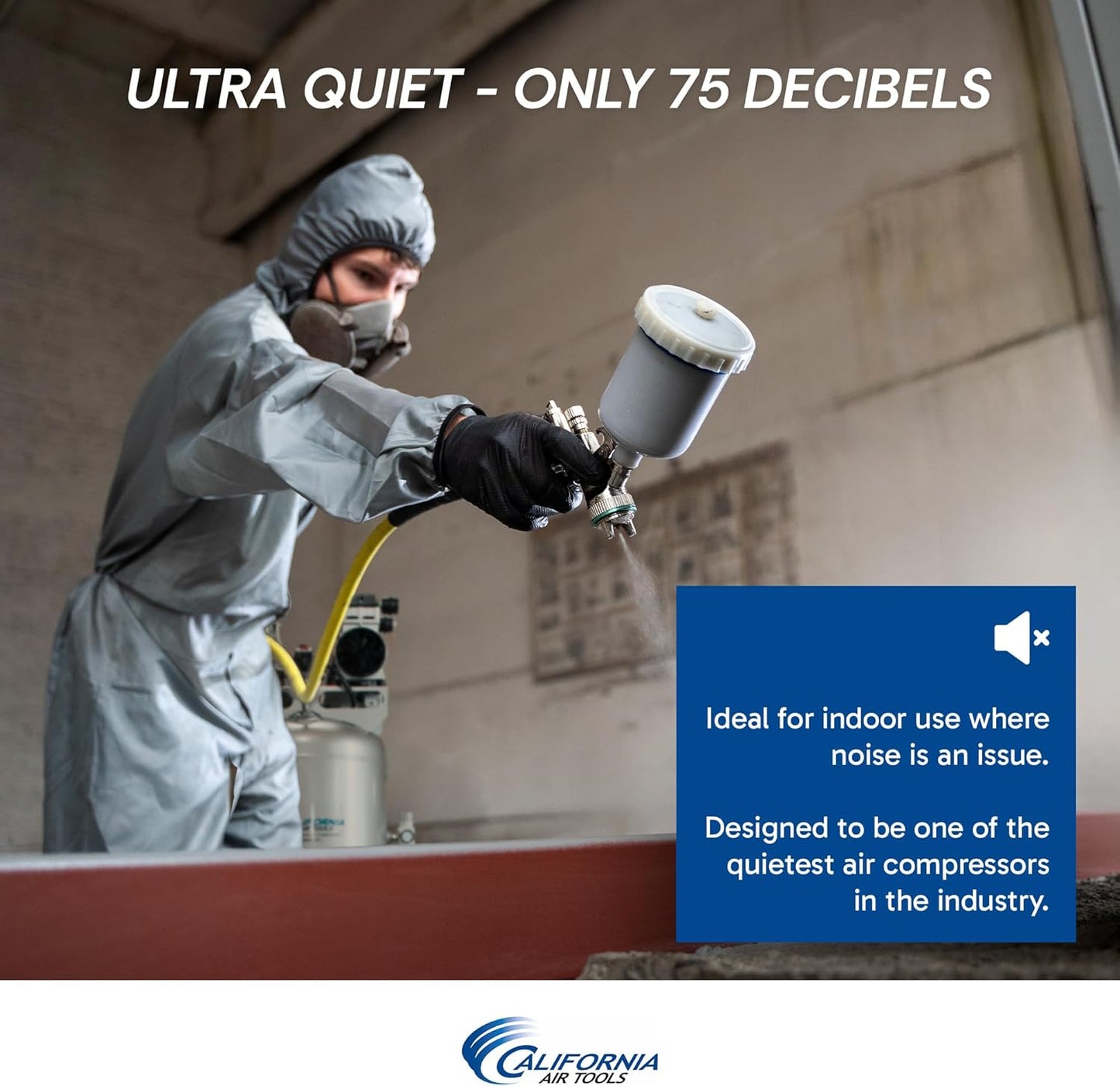 California Air Tools CAT-60040CAD 4.0 HP Ultra Quiet and Oil-Free Air Compressor, 60 Gallon Steel Tank, 75 dBA Noise Level