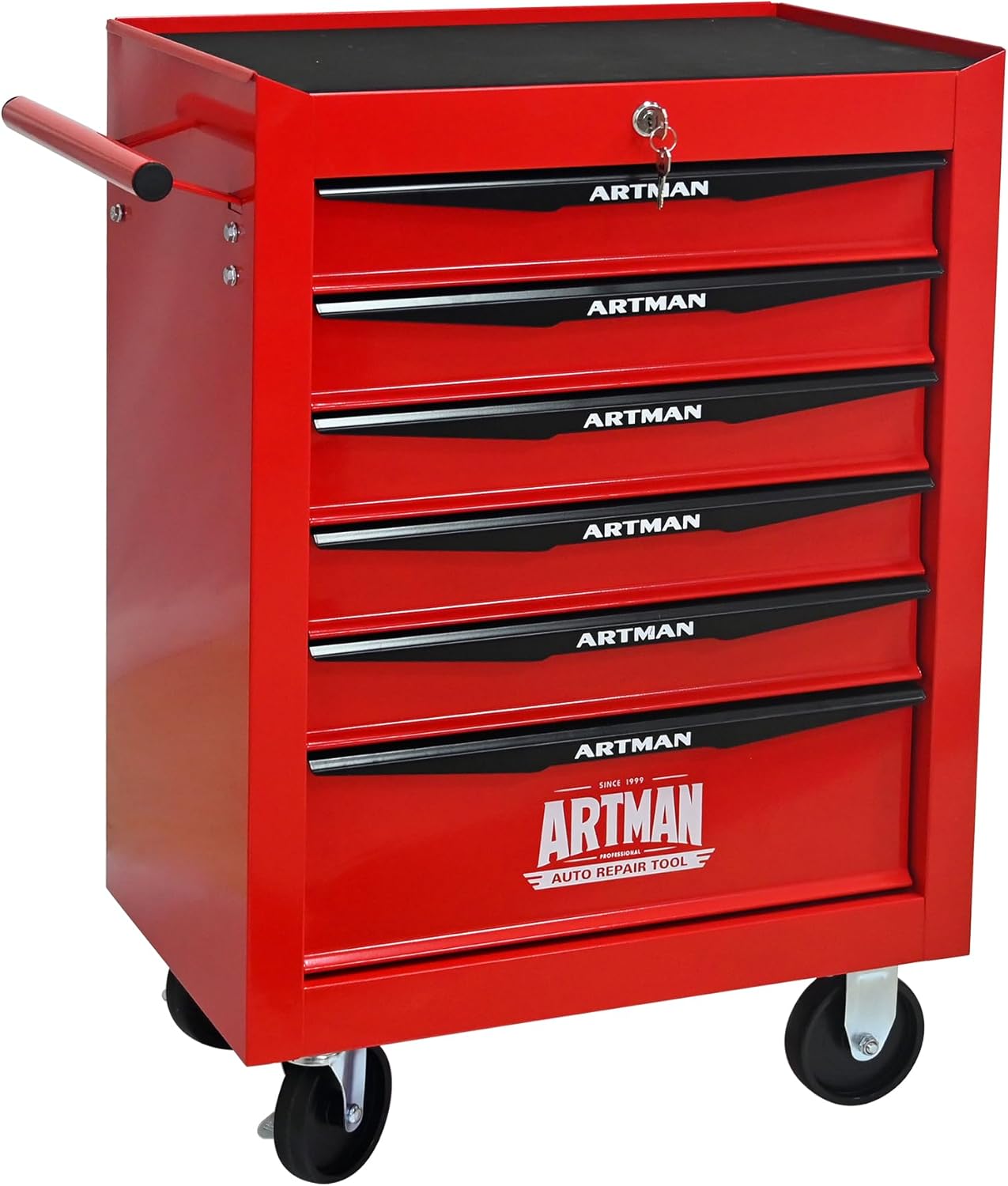 Rolling Tool Box with Wheels, Mechanics Tool Chest with 7 Drawers, Tool Box Organizer with 7 Tool Storage Boxes, Lockable Tool Storage Cabinet for Home Garage Workshop Warehouse Repair Shop, Black