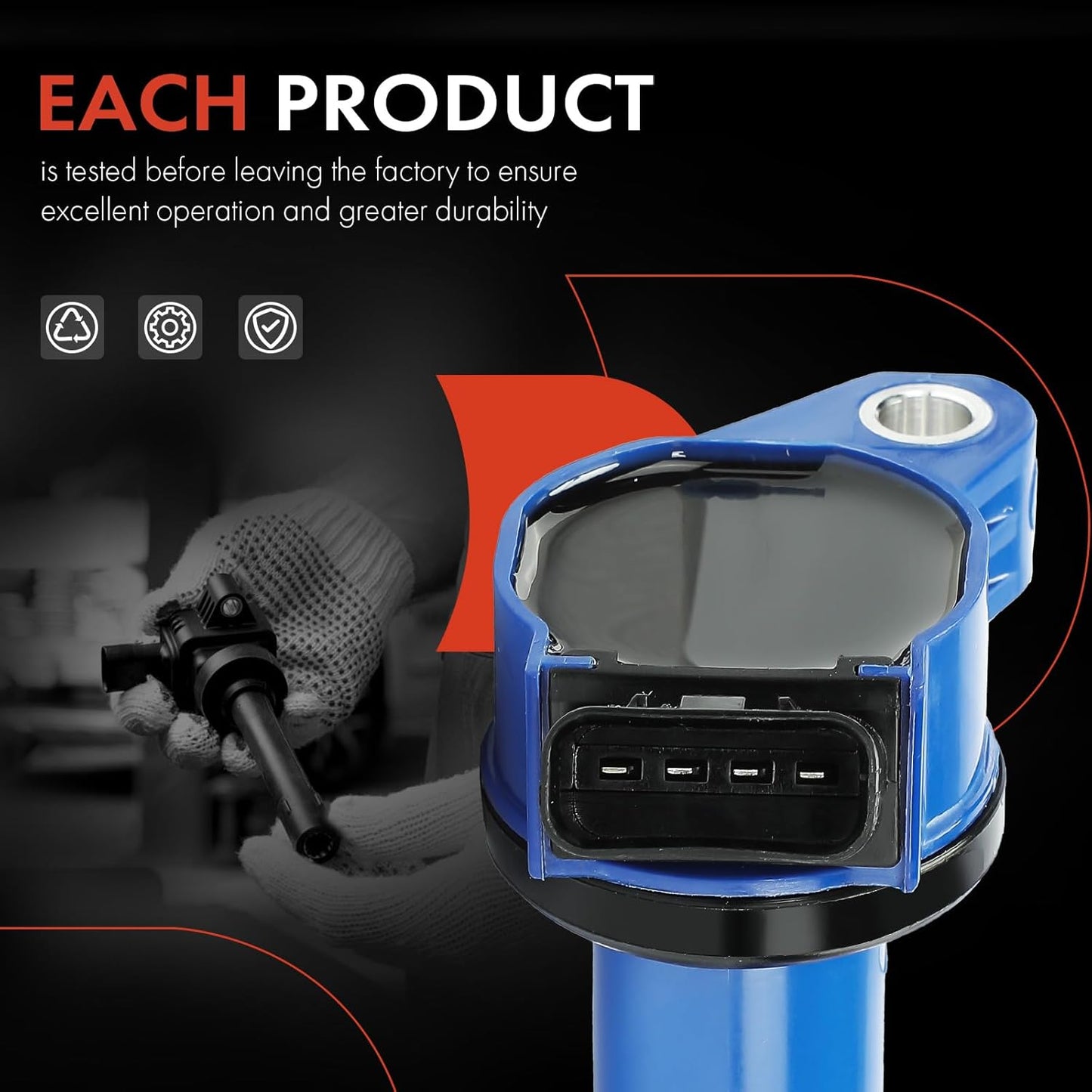 A-Premium (Blue) Engine Ignition Coil Pack Compatible with Toyota Camry, RAV4, Highlander, Tundra, Sienna, 4Runner, Avalon, Venza, FJ Cruiser & Lexus RX350, RX450h, IS250, GS300 & Lotus, 6-PC Set