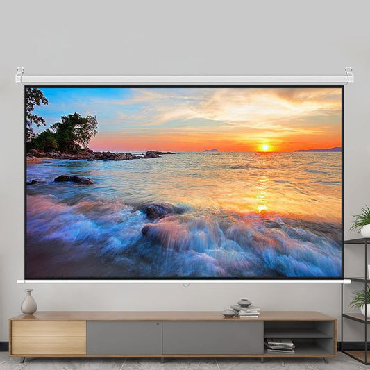 4:3/16:9 HD Manually Retractable Drop-Down Projector Screen with Auto-Lock Design, Wall-Mounted Clear Projection Screen for Home Theater Office Entertainment (60) (84inch 16:9)