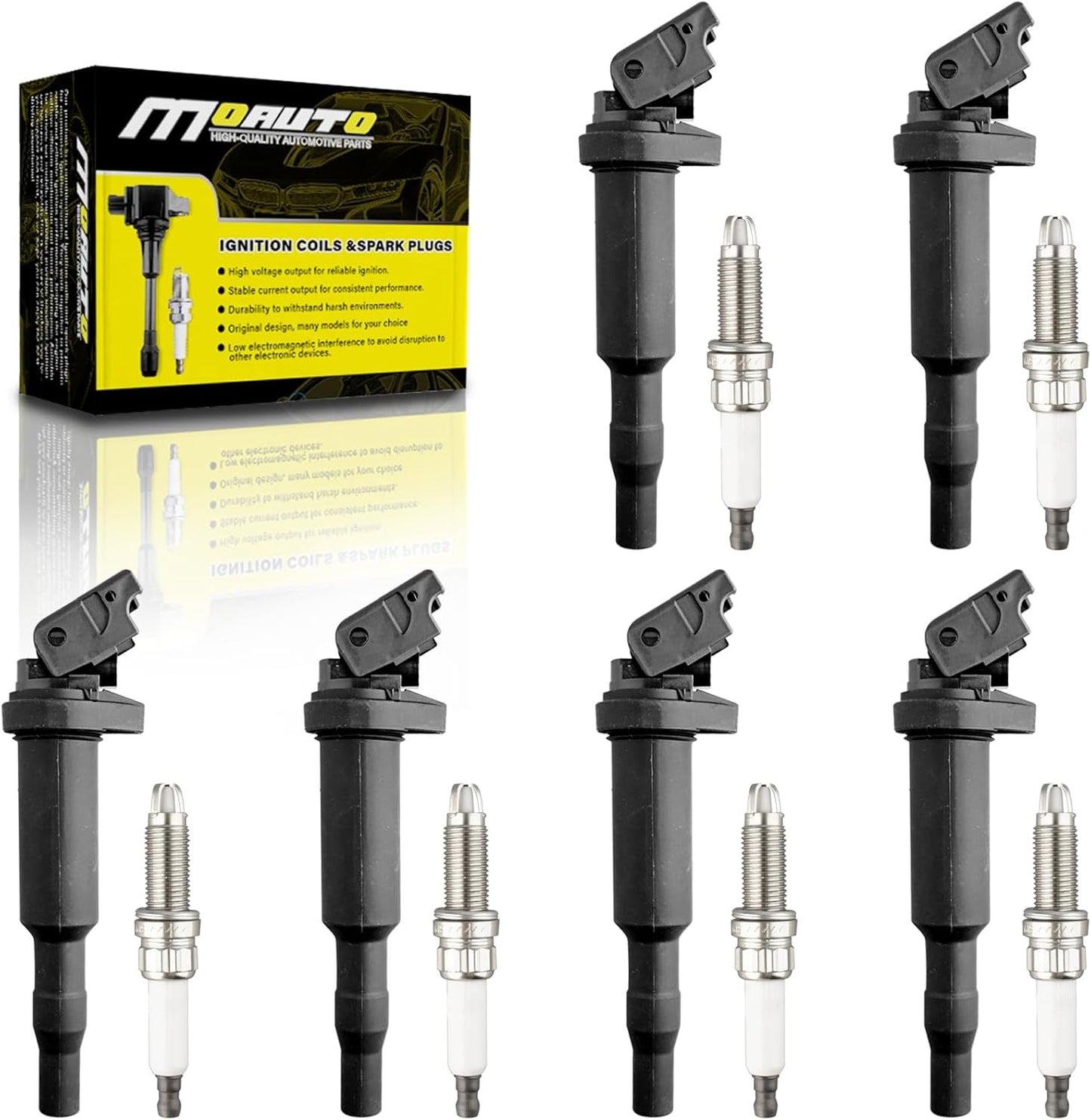 Set of 4 Ignition Coils Pack UF747 22433AA700 & 4 PCS Iridium Spark Plugs Compatible with Subaru XV Crosstrek Forester Legacy Outback - 2.0L 2.5L H4