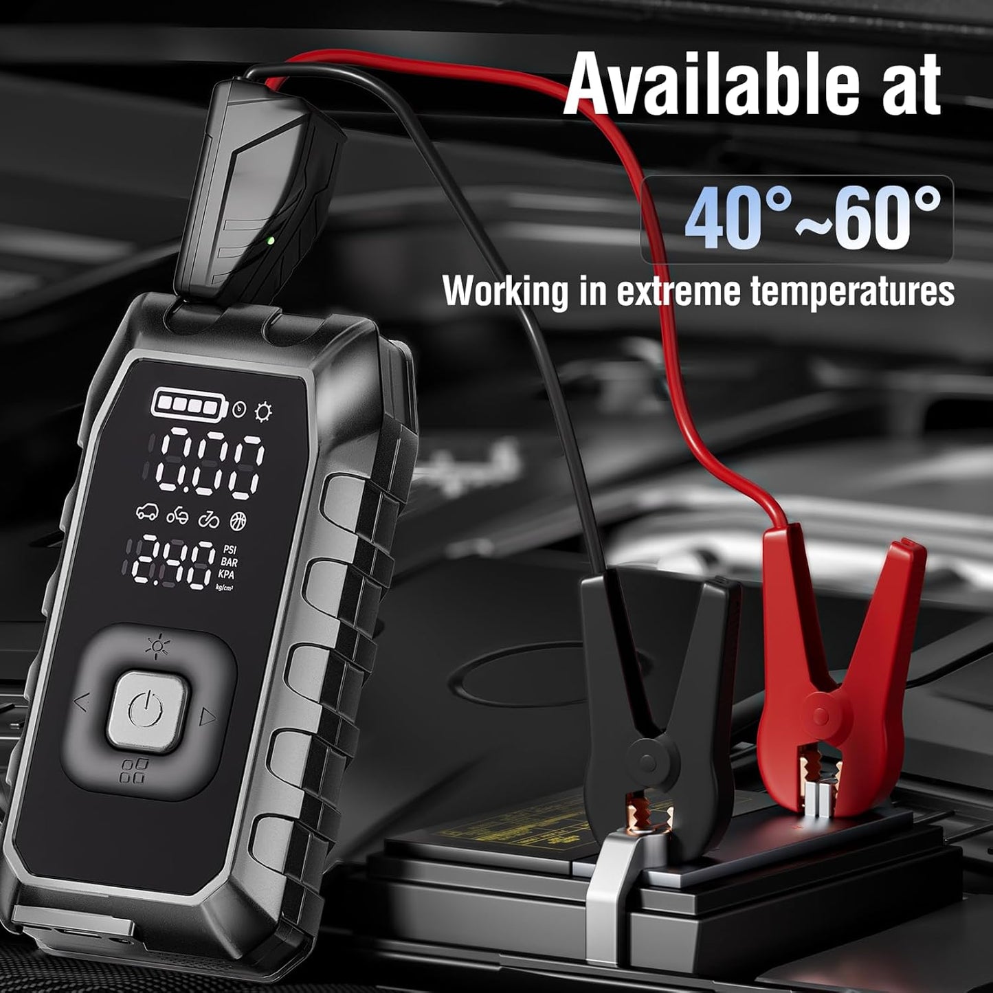 ZXMOTO Tire Inflator Portable Air Compressor,Air Pump For Car Tires With Jump Starter Digital Pressure Gauge Tire Pump for Car, Bike, Motorcycle Tires, Balls
