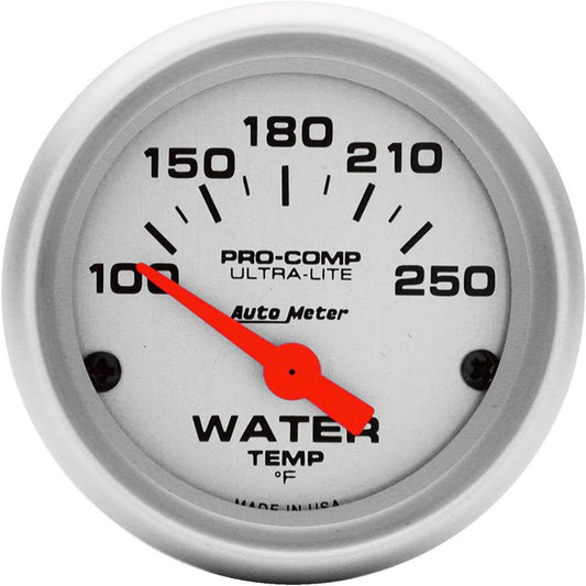 Auto Meter 4337 Ultra-Lite Electric Water Temperature Gauge, Silver