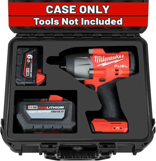 Case for Milwaukee M18 Impact and Torque Wrench - Waterproof Hard Tool Box for Milwaukee Set, Power Tool Combo Kit Bag for 18V 20V 2/1 3/4 3/8 Cordless Torque Wrenches/Battery (Case Only)