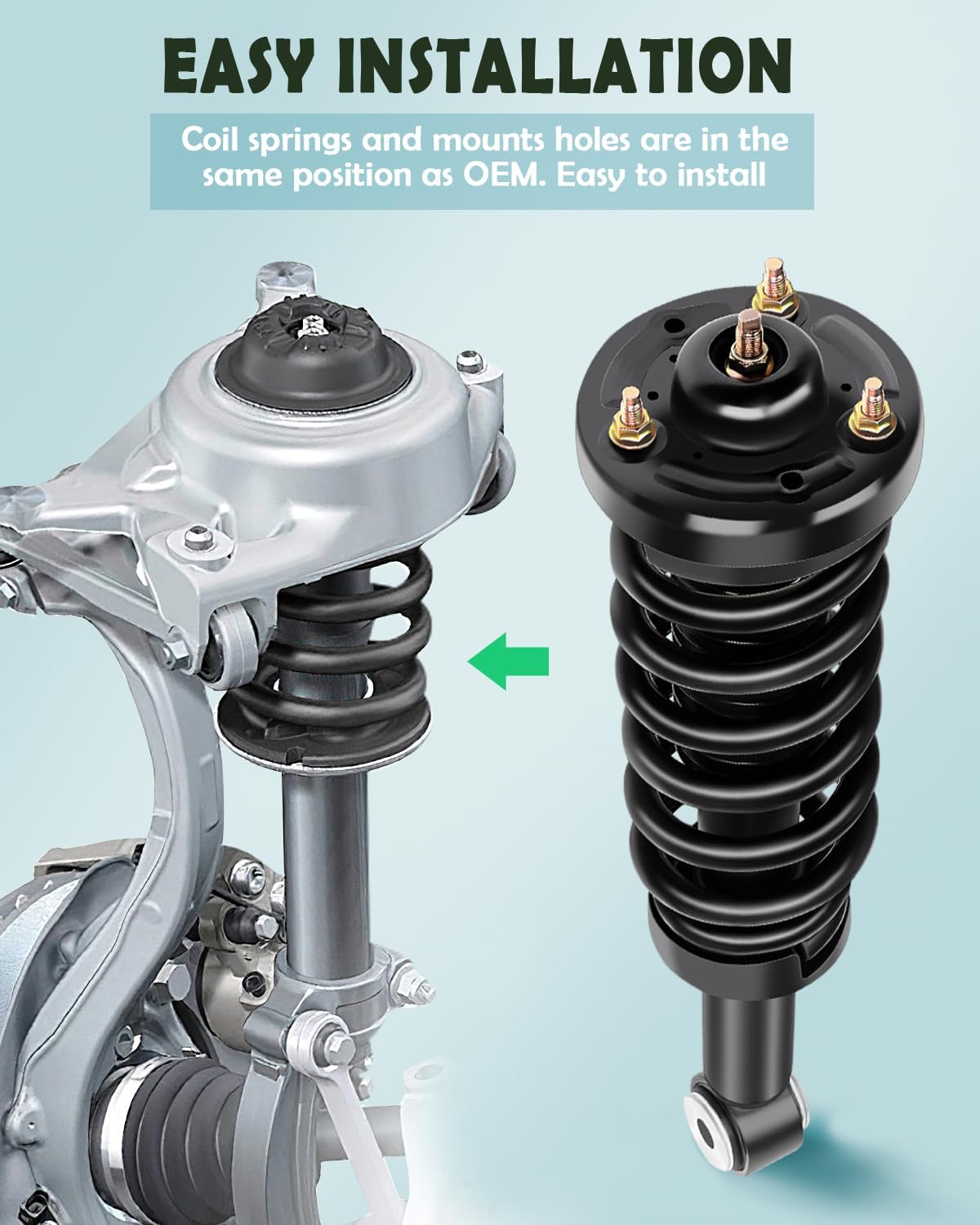 SCITOO Front Shock Absorber Assembly Fit for 2009-2013 for Ford for F-150 4x4 Models, Complete Shock and Strut Assembly Kit Fit for 171141 2PCS