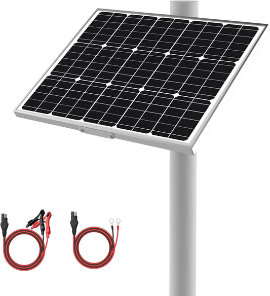 12V Waterproof Solar Battery Trickle Charger & Maintainer - 30 Watts Mono Solar Panel Built-in UltraSmart MPPT Charge Controller + Adjustable Mount Brackets for Pole Dia 1.5-3.0inch/40-80mm