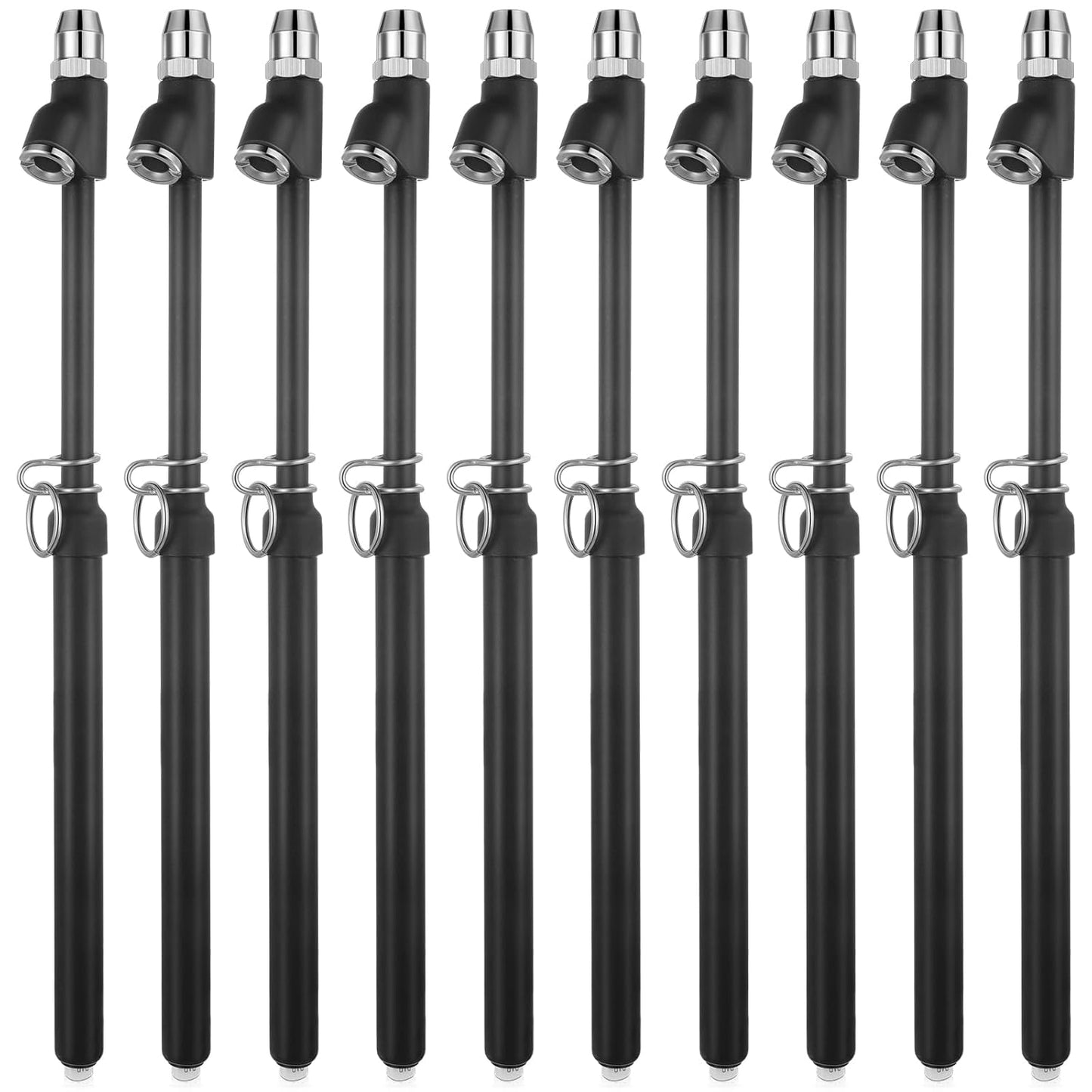 Tallew 10 Pack Tire Pressure Gauge Black Heavy Duty Air Pressure Tire Gauge Dual Head Semi Truck Tire Pressure Gauge Range 10-150 PSI, Extended Tube Tire Gauge Suitable for Semi Truck, and Bus