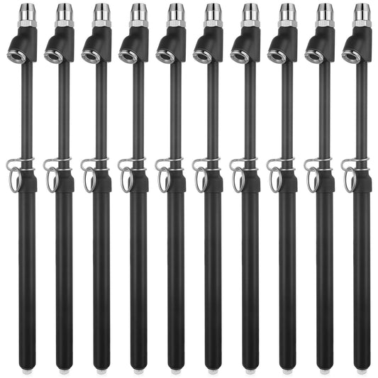 Tallew 10 Pack Tire Pressure Gauge Black Heavy Duty Air Pressure Tire Gauge Dual Head Semi Truck Tire Pressure Gauge Range 10-150 PSI, Extended Tube Tire Gauge Suitable for Semi Truck, and Bus
