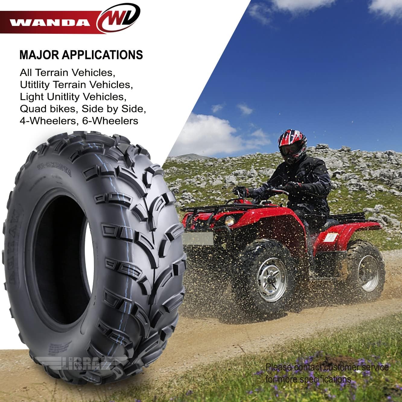 WANDA One UTV/ATV Tire 25x8-12 25x8x12 /6PR P373 Lit Mud - 10243