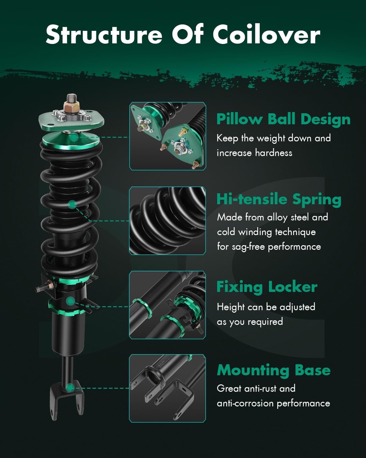 Coilovers Struts fit for Nissan for 350Z 2003-2009 Adjustable Height Coil Spring Shock SCITOO Suspension Assembly Struts Kit