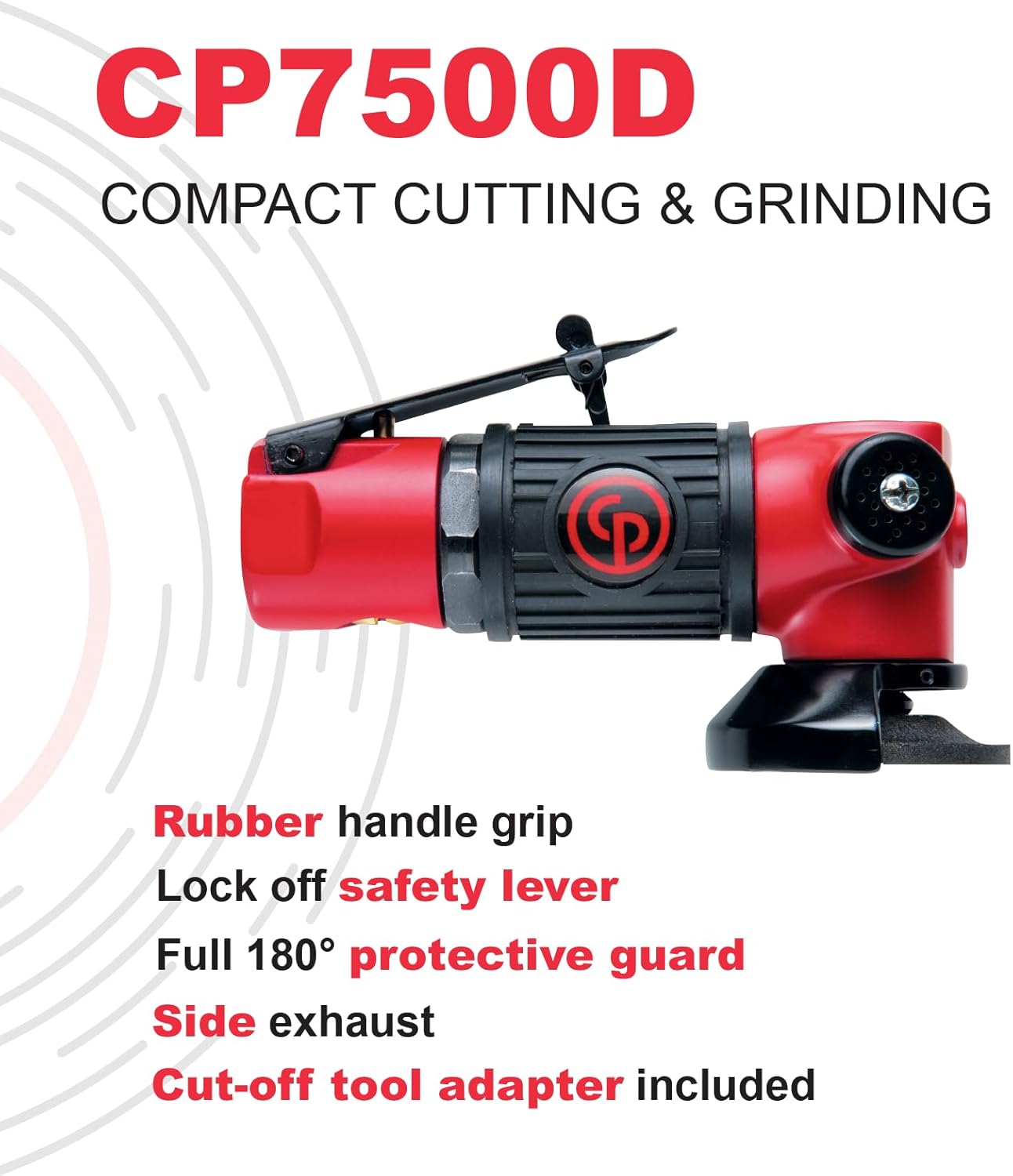 Chicago Pneumatic CP7500D - Air Grinder Tool, Welder, Woodworking, Automotive Car Detailing, Stainless Steel Polisher, Heavy Duty, Right Angle Grinder, 2 Inch (50 mm), 0.2 HP / 150 W - 22000 RPM , Red